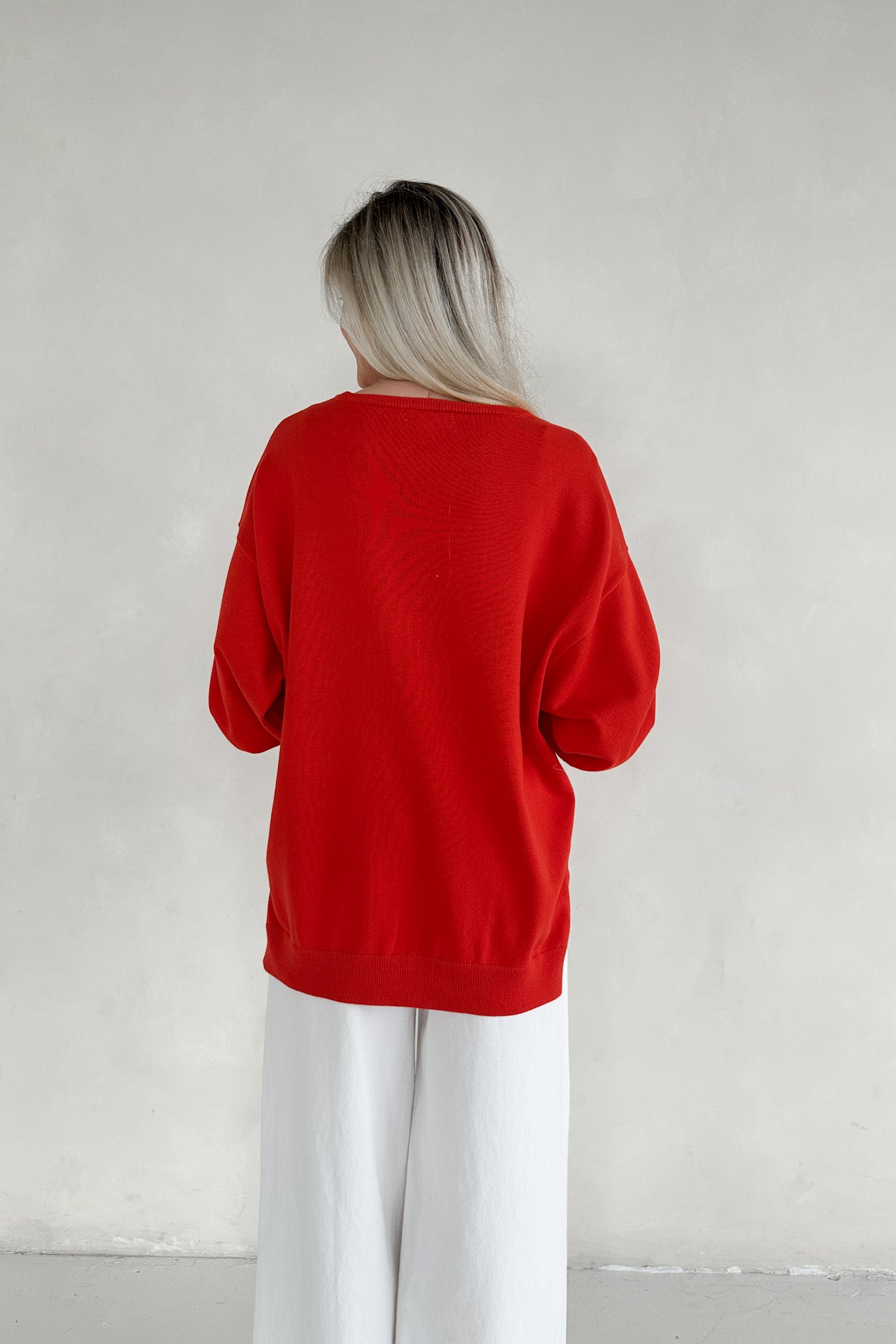 Sonny Long Sleeve Oversized Pullover in Poppy Red - Neutral Ground