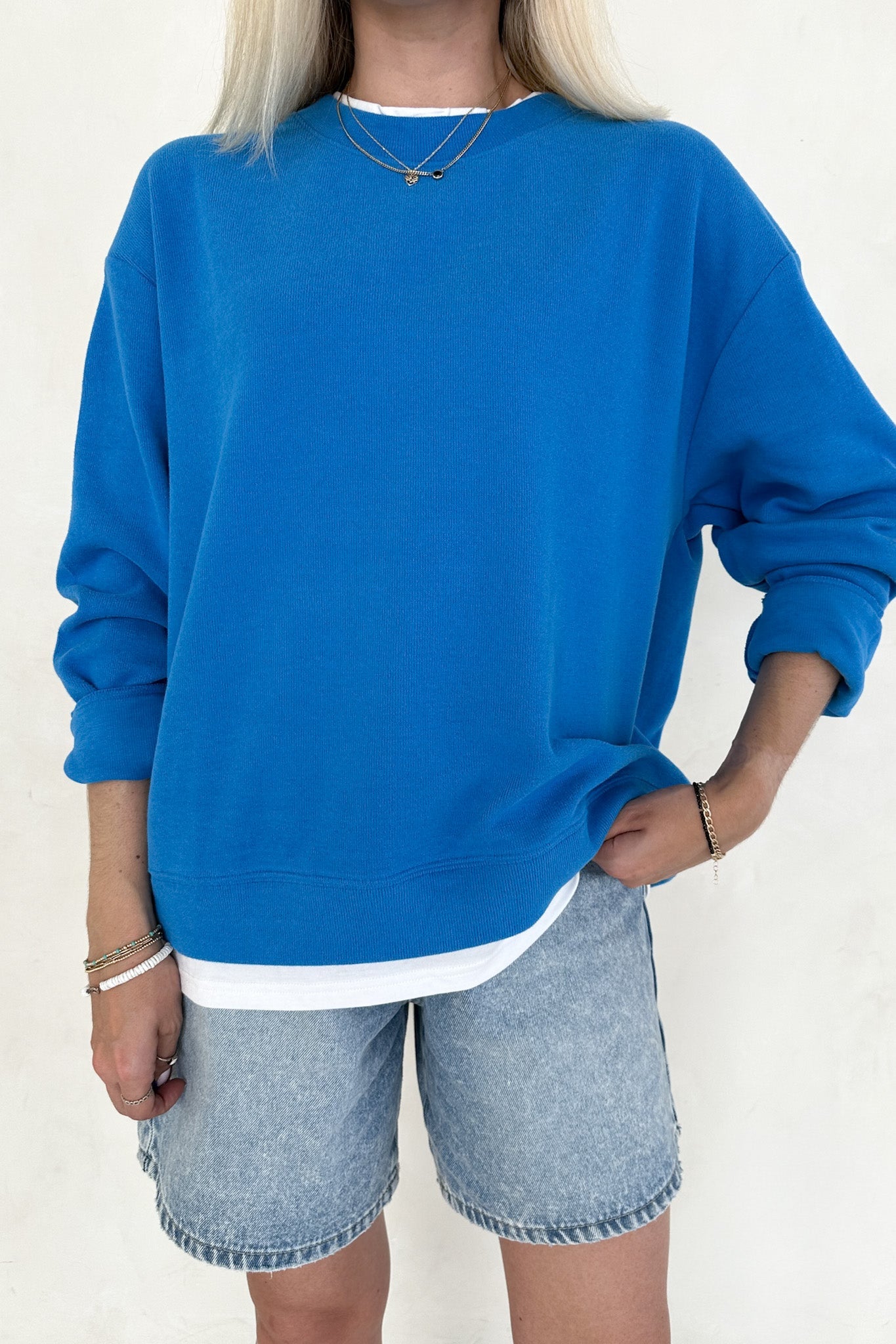 Sophie Crew Twofer Pullover in Blue - Neutral Ground