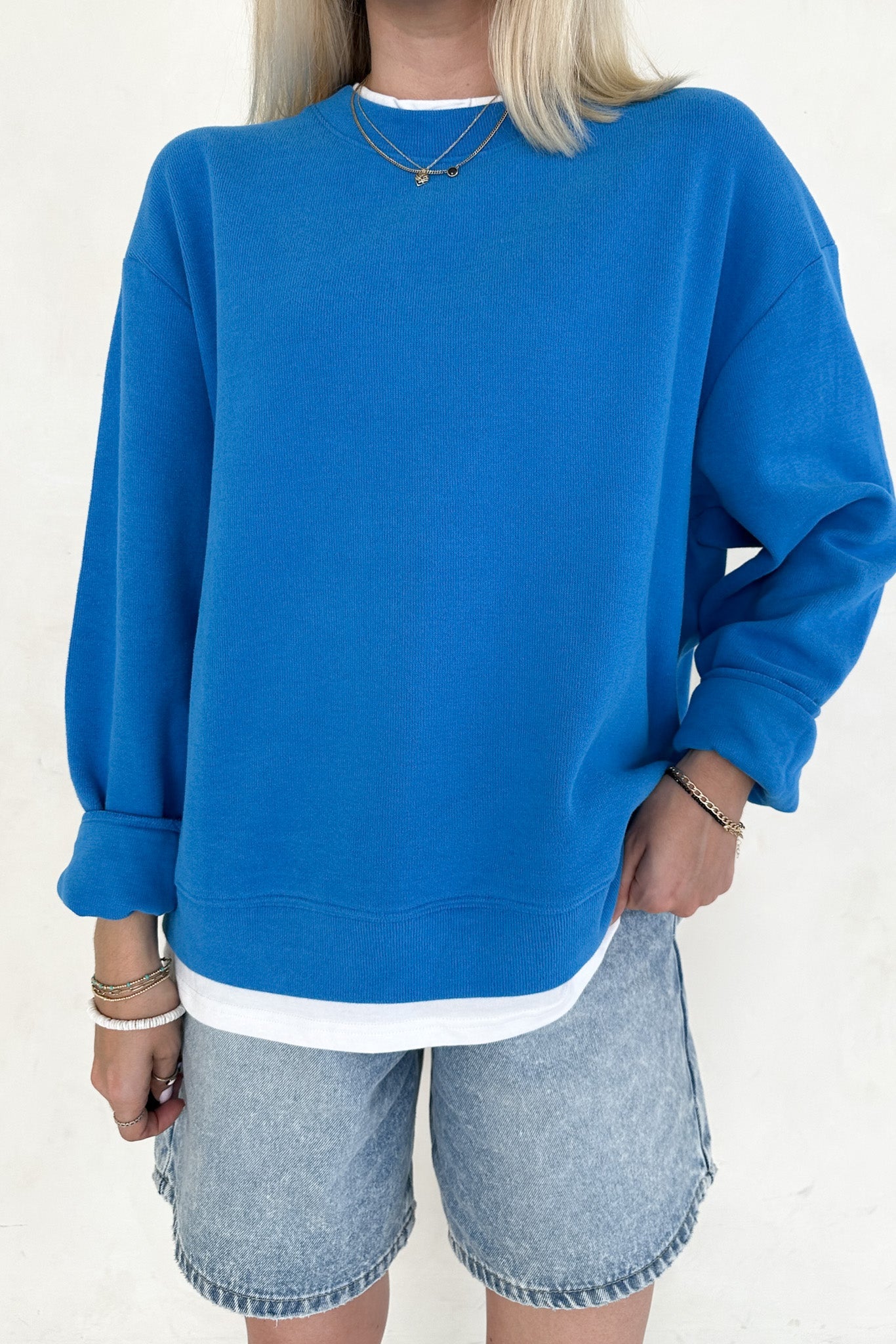 Sophie Crew Twofer Pullover in Blue - Neutral Ground