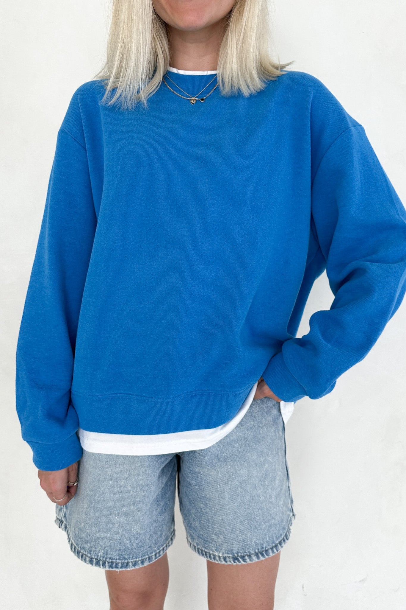 Sophie Crew Twofer Pullover in Blue - Neutral Ground