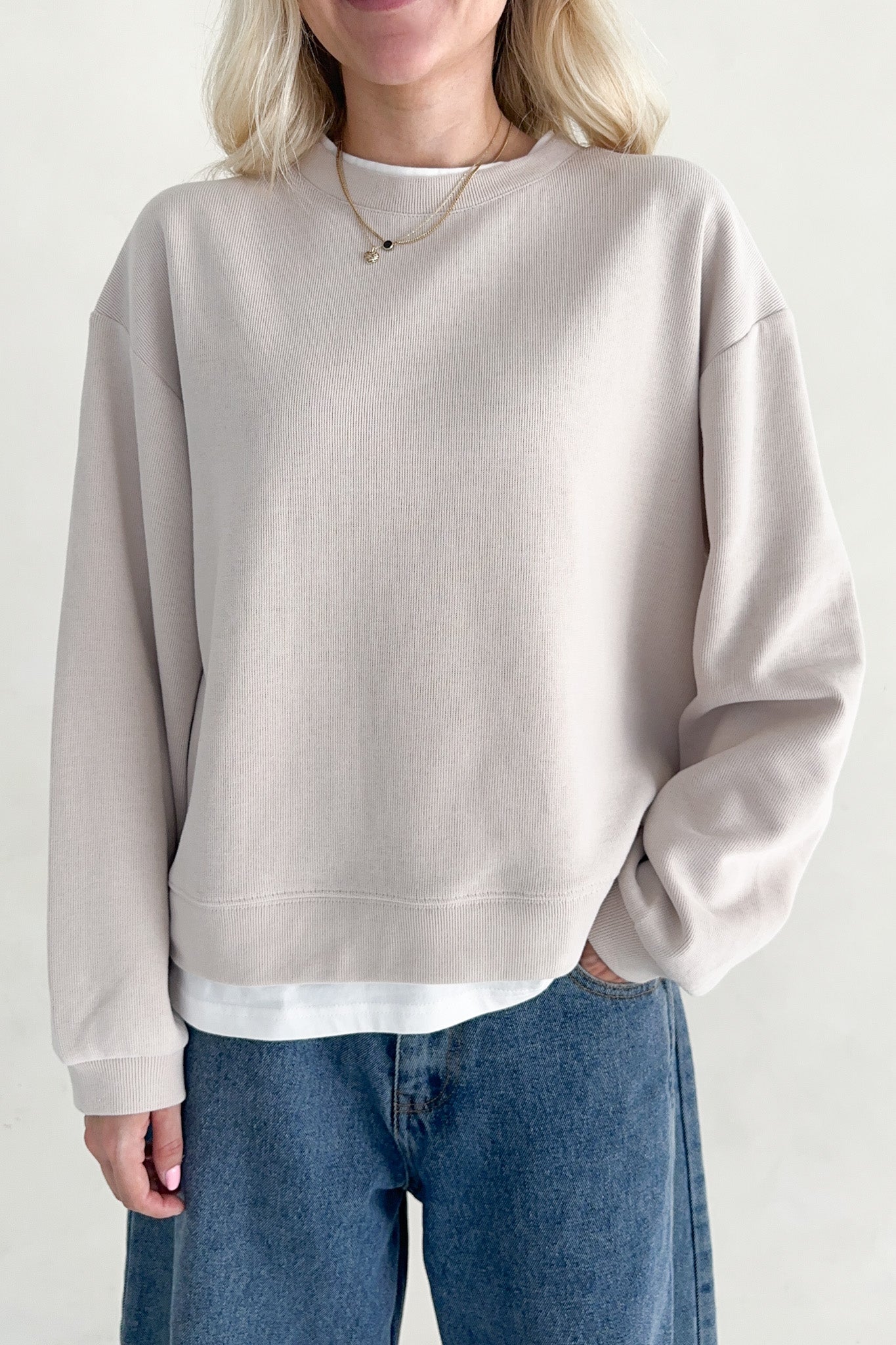 Sophie Crew Twofer Pullover in Clay - Neutral Ground