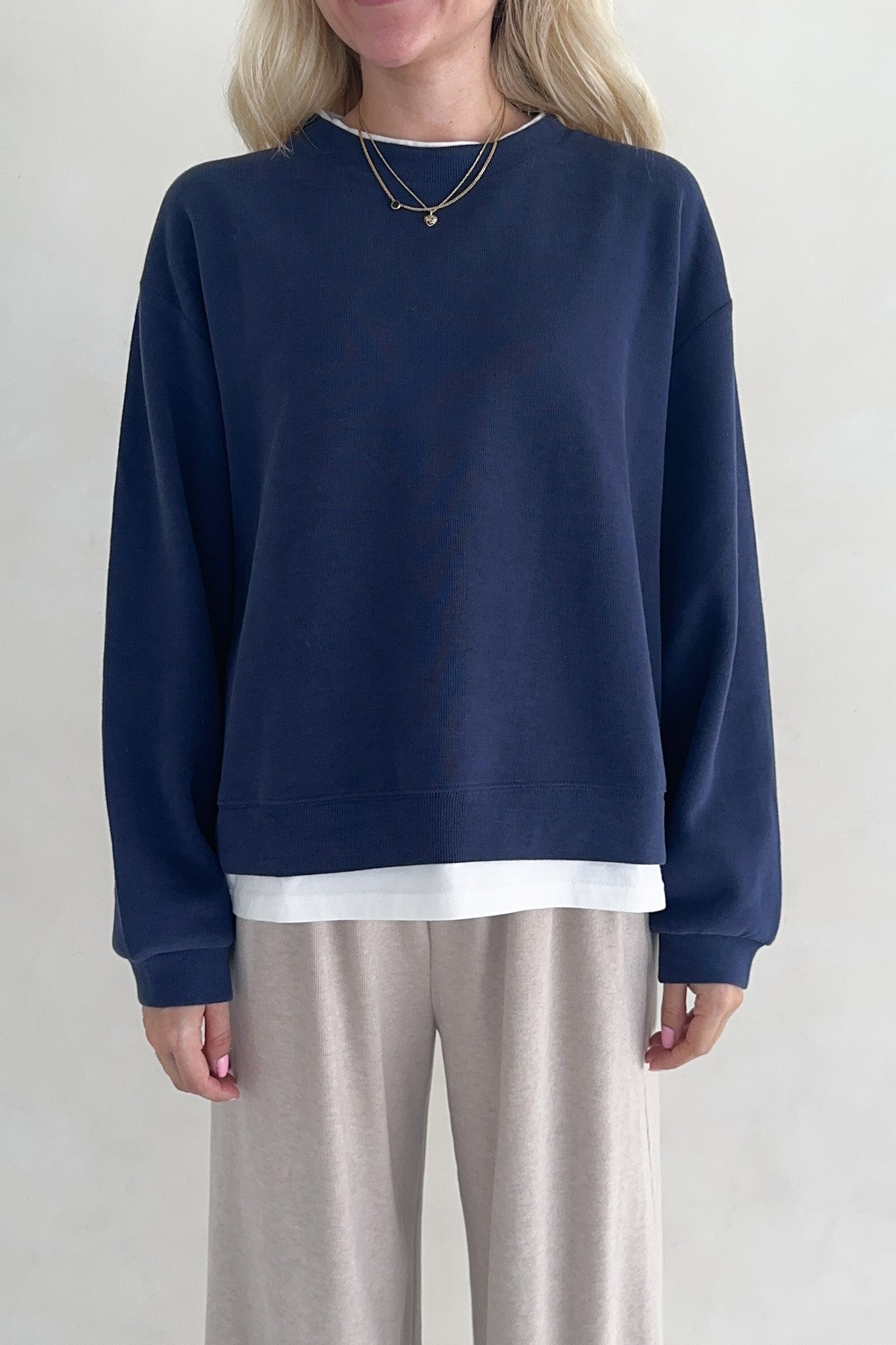 Sophie Crew Twofer Pullover in Navy - Neutral Ground
