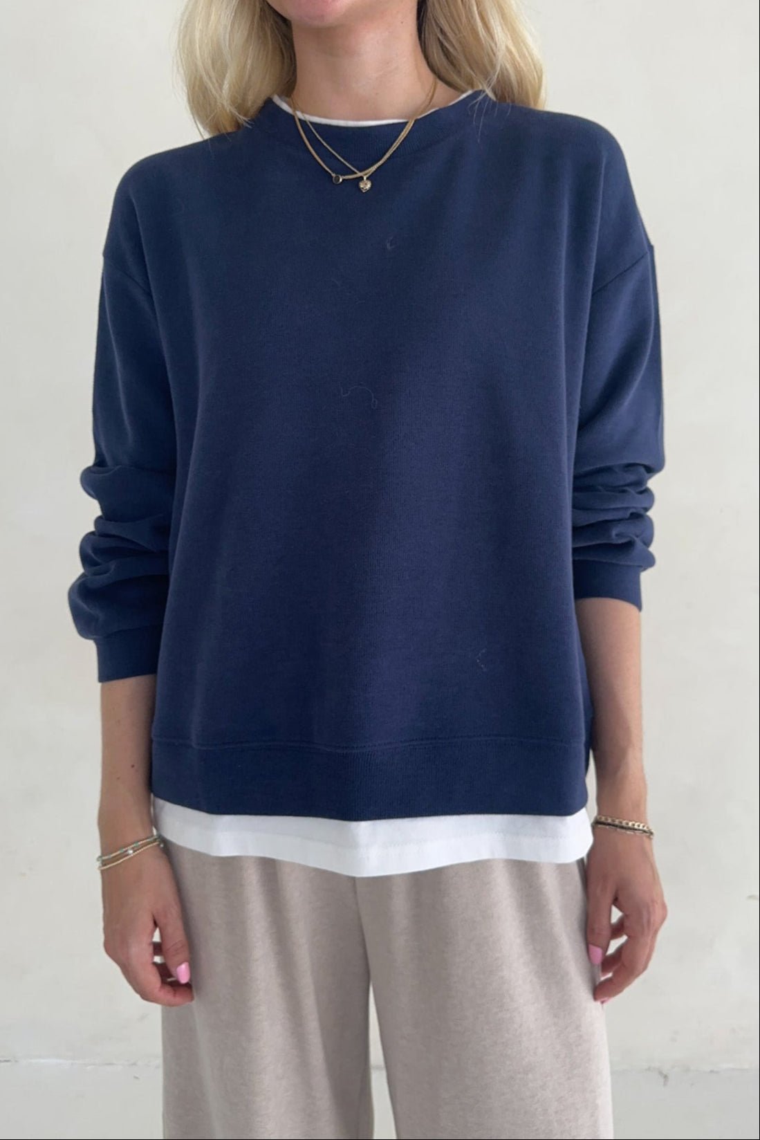 Sophie Crew Twofer Pullover in Navy - Neutral Ground