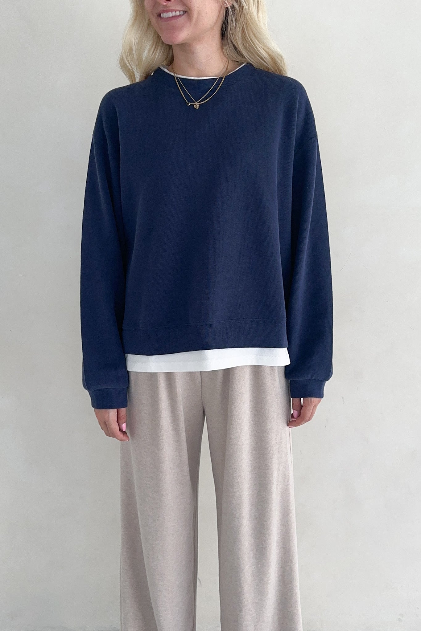 Sophie Crew Twofer Pullover in Navy - Neutral Ground