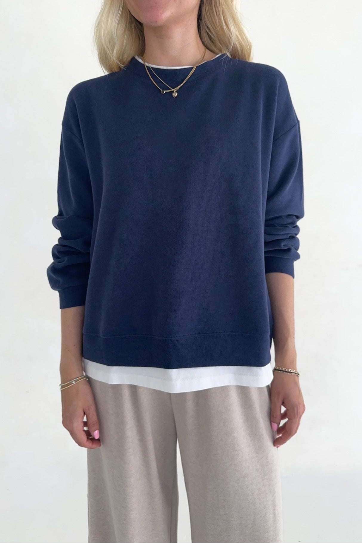 Sophie Crew Twofer Pullover in Navy - Neutral Ground