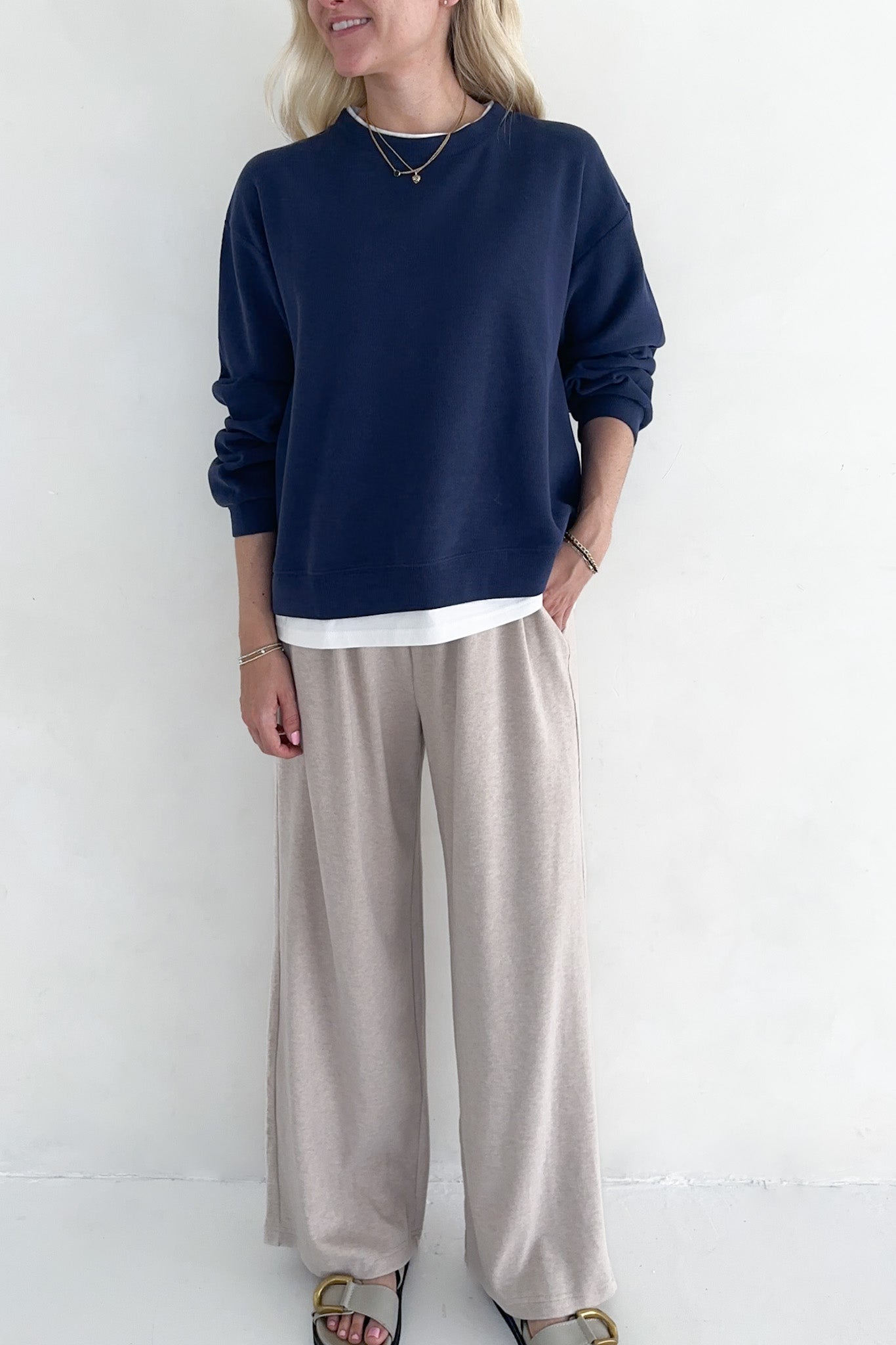 Sophie Crew Twofer Pullover in Navy - Neutral Ground