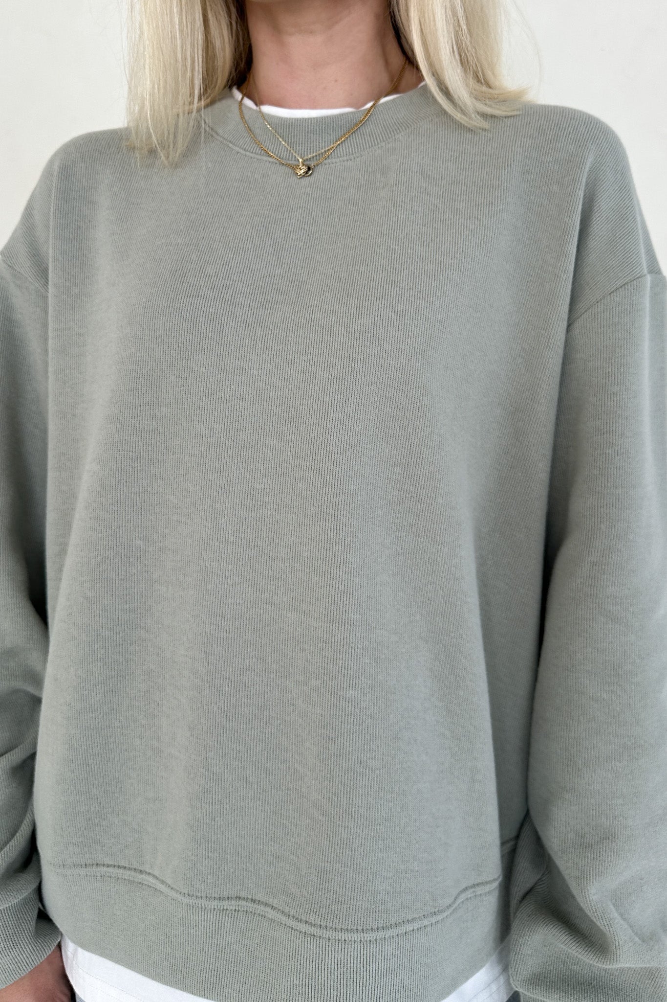 Sophie Crew Twofer Pullover in Sage - Neutral Ground