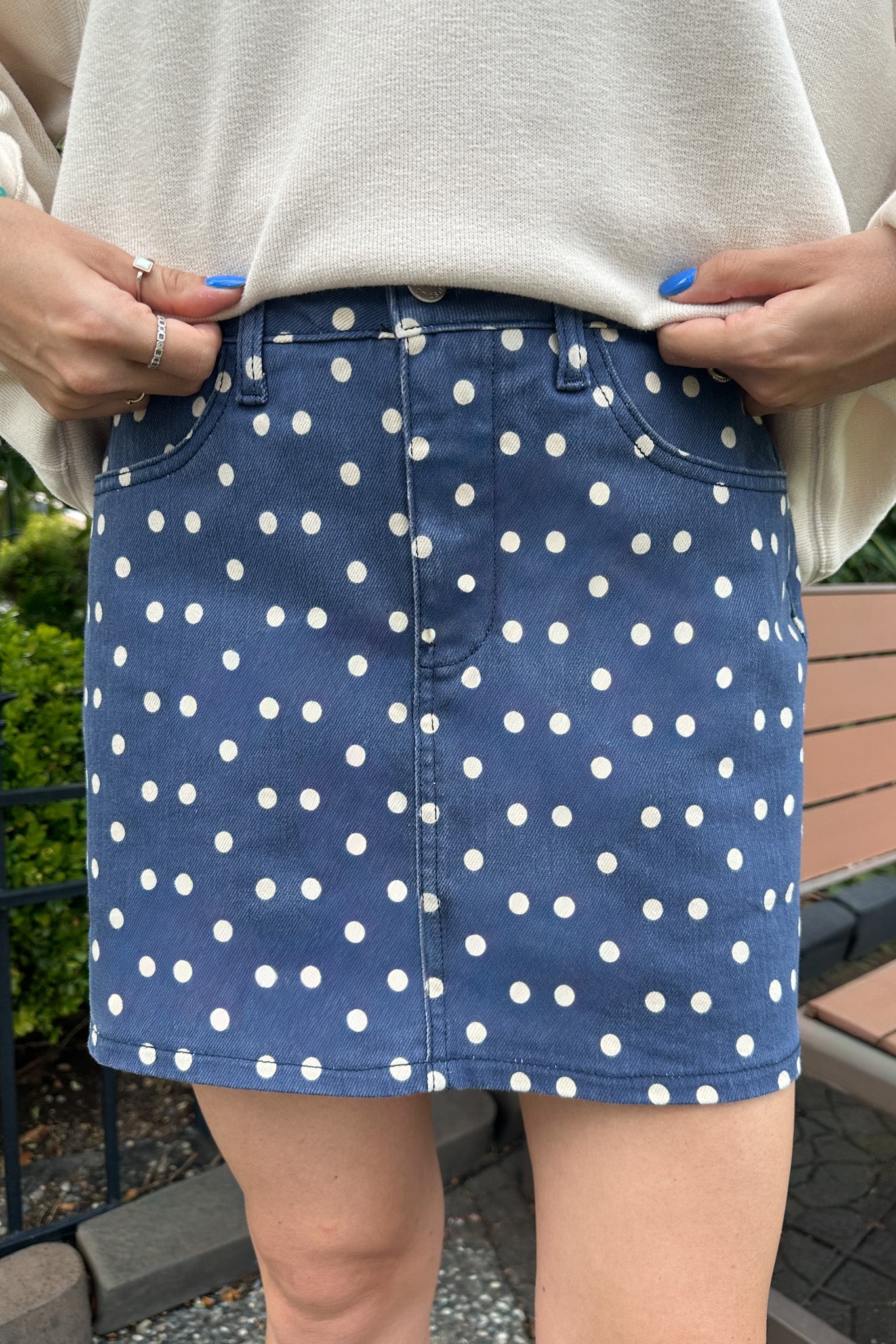 Spot On Denim Skort in Navy - Neutral Ground