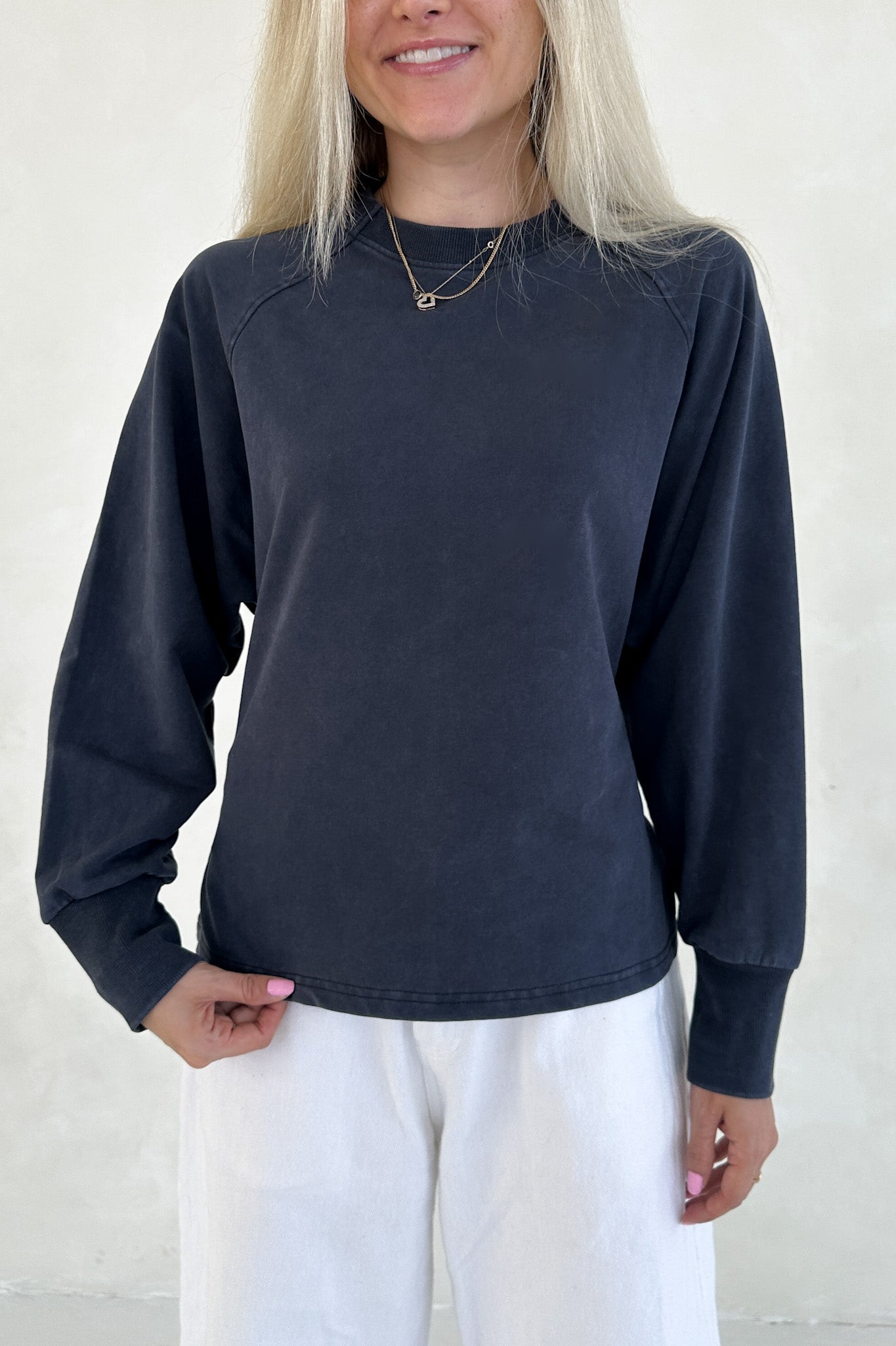 Stella Mineral Wash Tie Back Long Sleeve Pullover - Neutral Ground