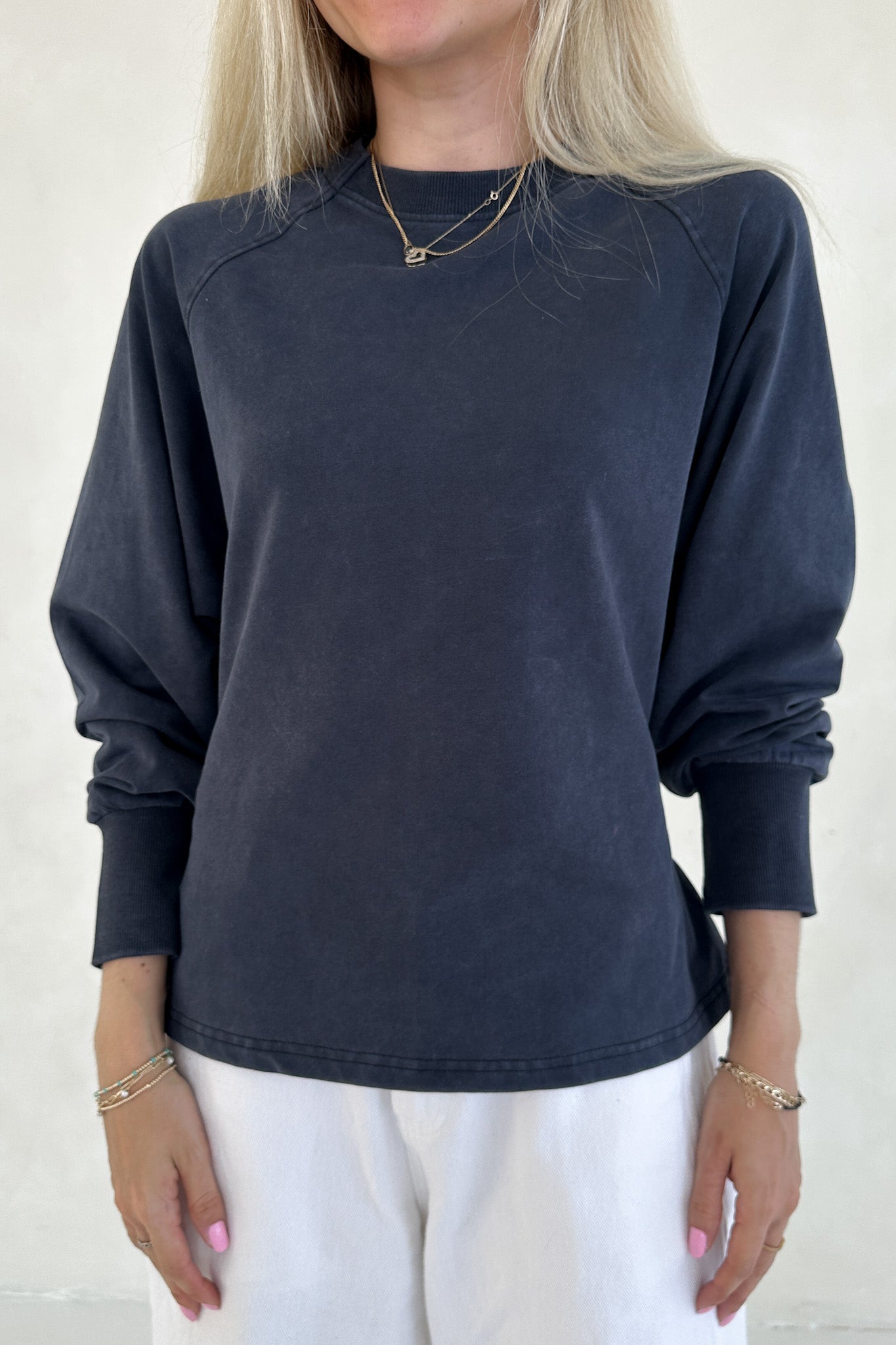 Stella Mineral Wash Tie Back Long Sleeve Pullover - Neutral Ground