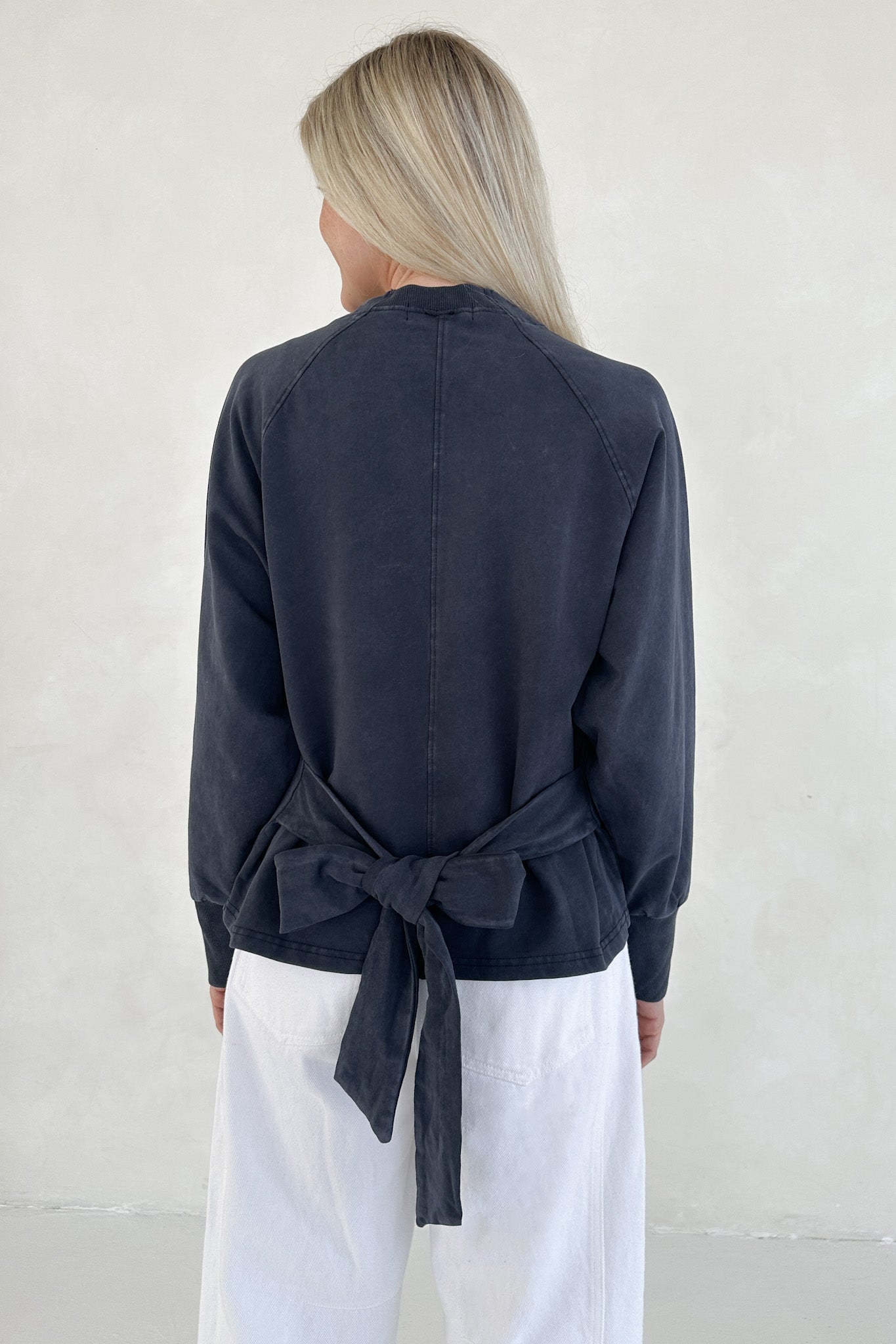 Stella Mineral Wash Tie Back Long Sleeve Pullover - Neutral Ground