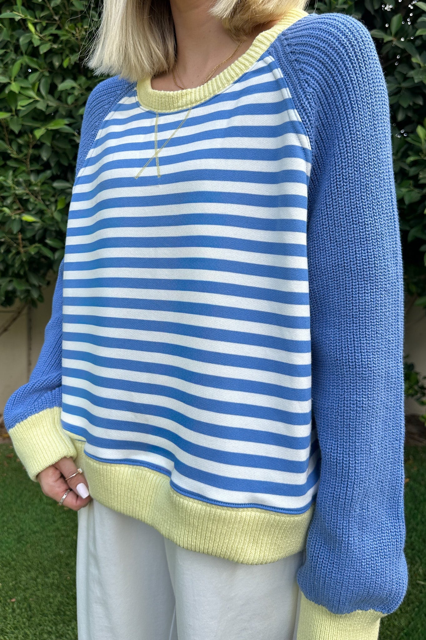 Stripe Pullover With Sweater Sleeves - Neutral Ground