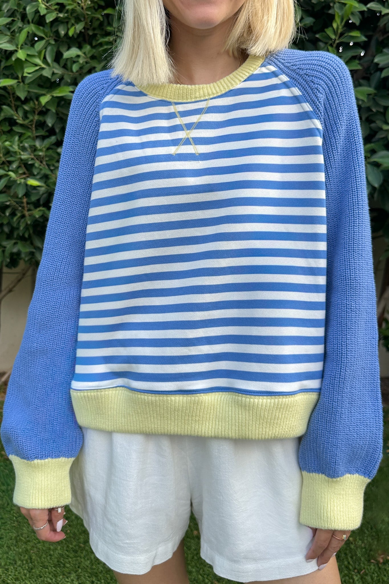 Stripe Pullover With Sweater Sleeves - Neutral Ground