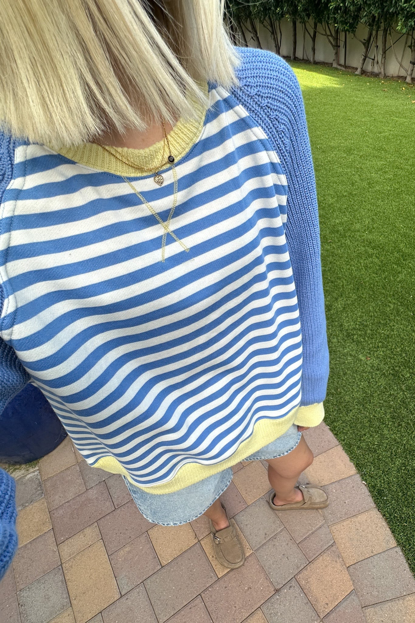 Stripe Pullover With Sweater Sleeves - Neutral Ground