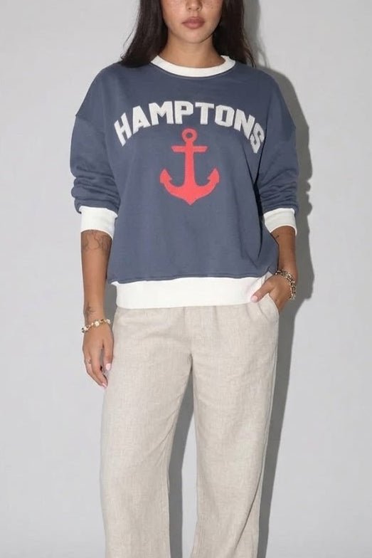 Summer in the Hamptons Anchor Pullover Sweatshirt - Neutral Ground