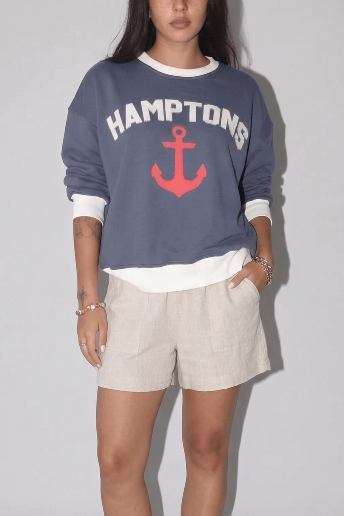 Summer in the Hamptons Anchor Pullover Sweatshirt - Neutral Ground