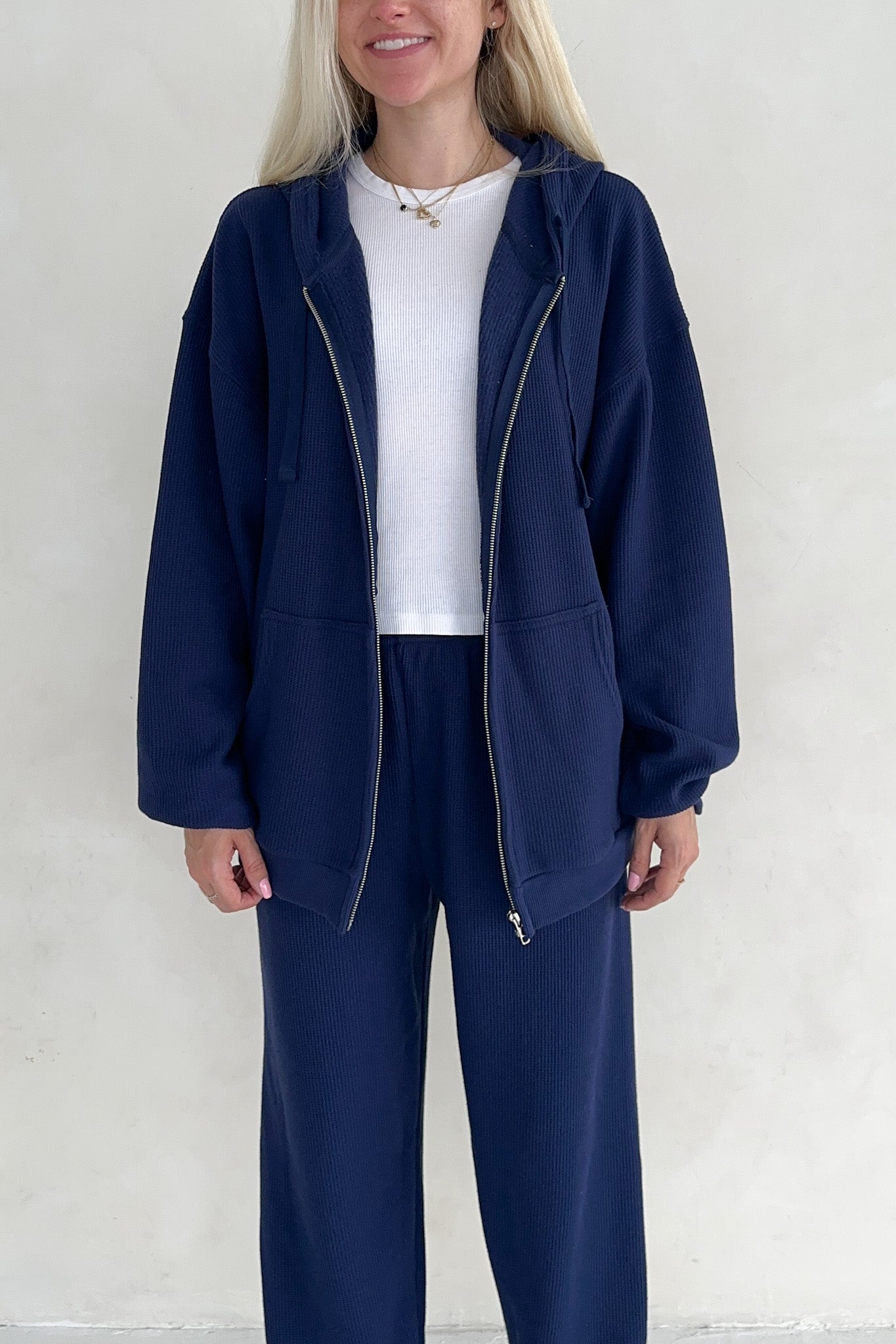 Sundays Waffle Knit Hoodie in Blueberry Latte - Neutral Ground