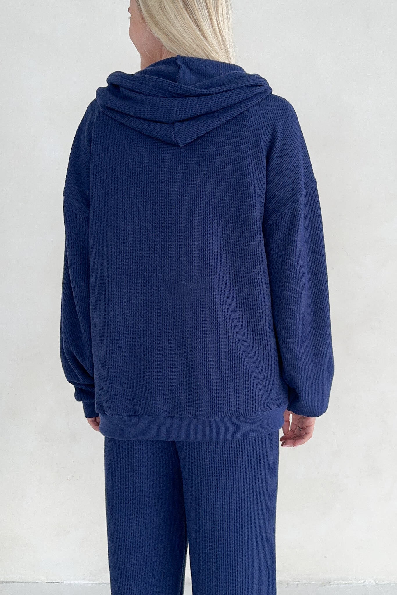 Sundays Waffle Knit Hoodie in Blueberry Latte - Neutral Ground