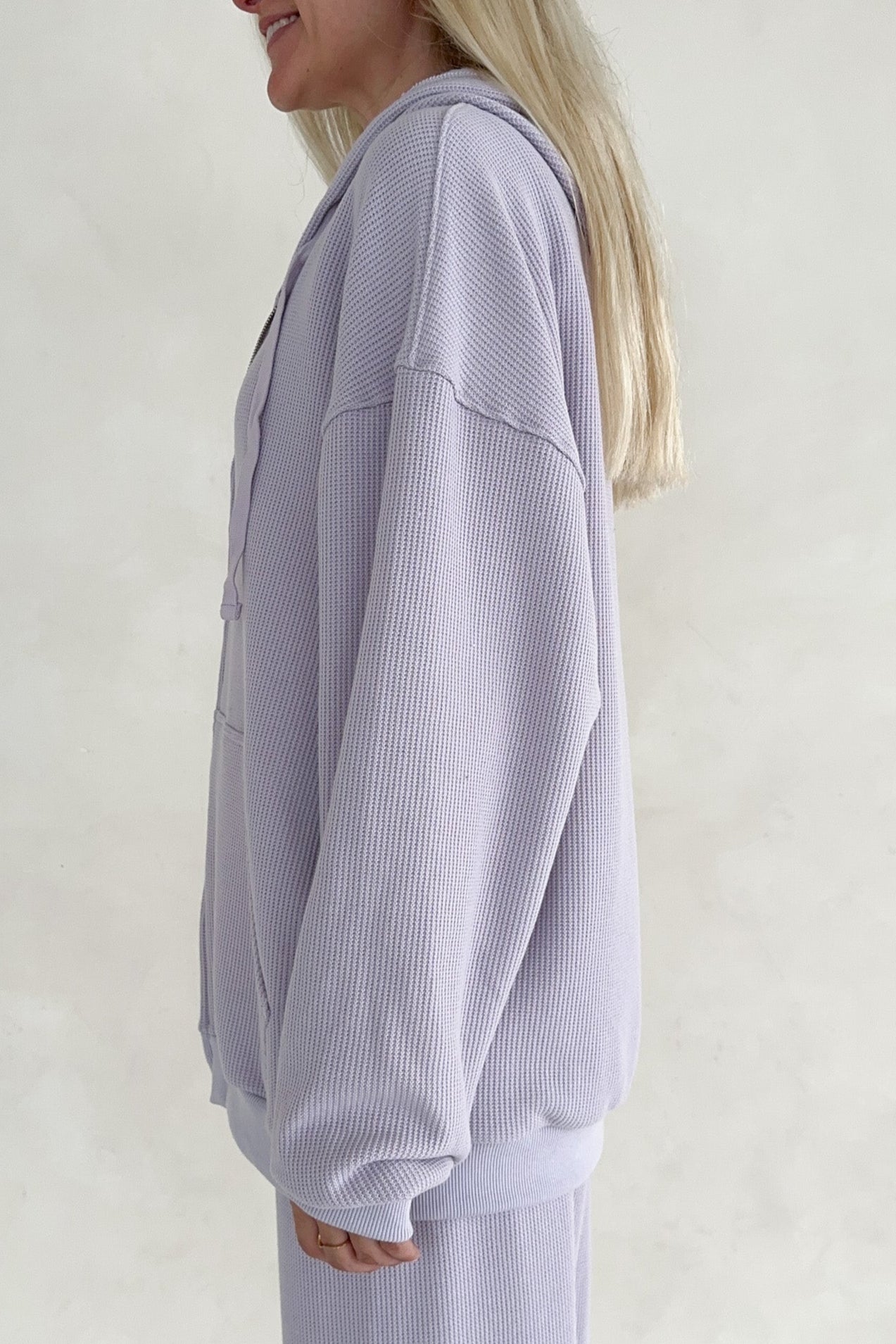Sundays Waffle Knit Hoodie in Lavender Swirl - Neutral Ground