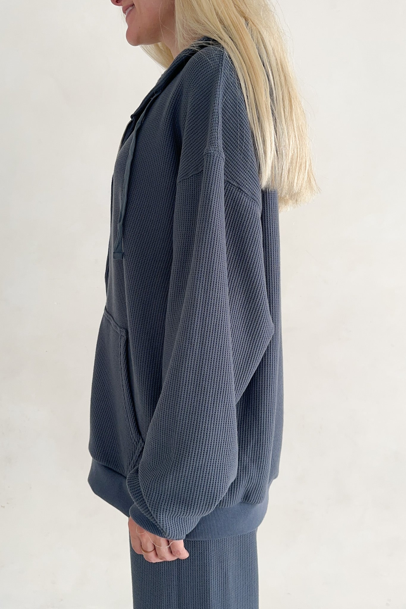Sundays Waffle Knit Hoodie in London Fog - Neutral Ground