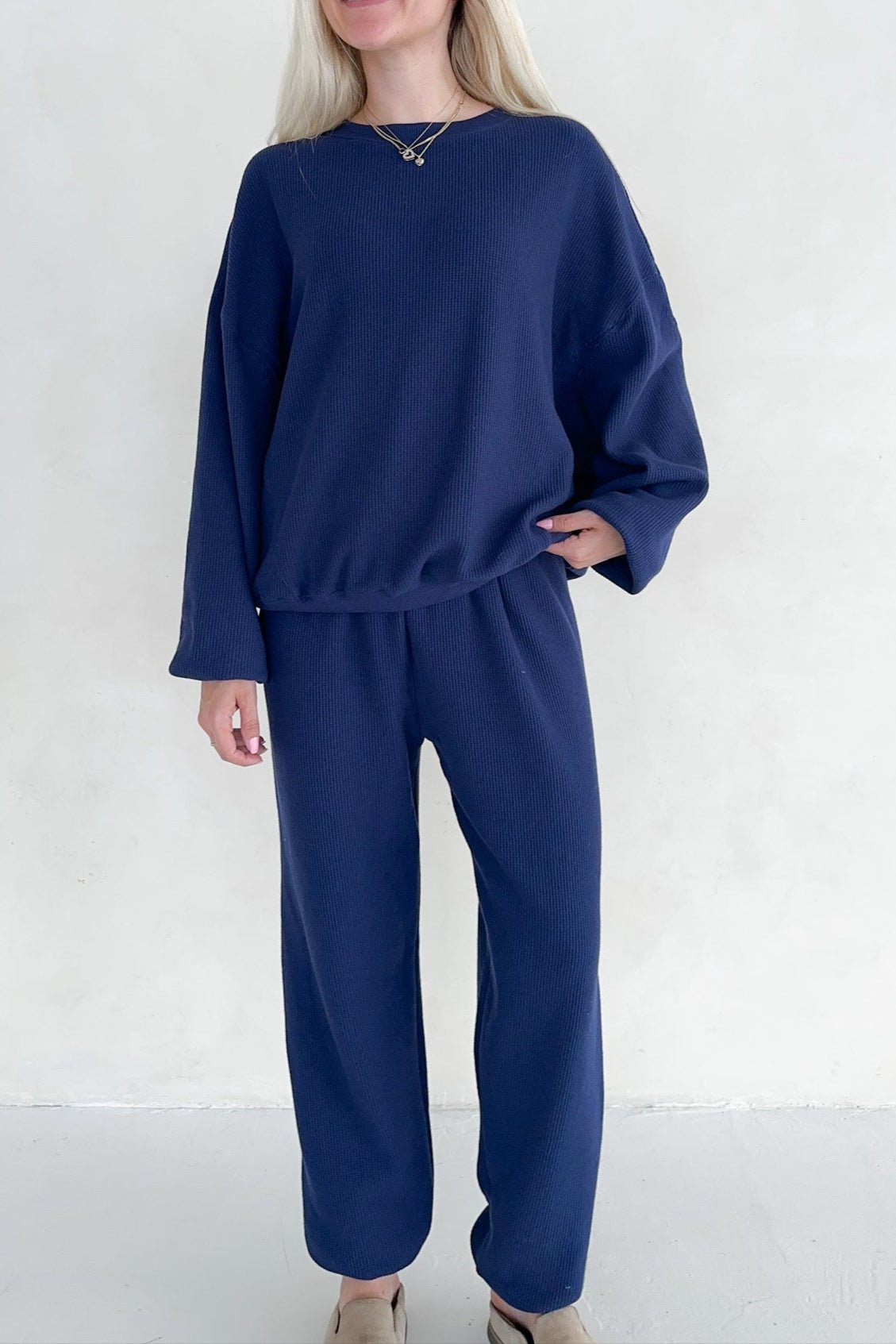 Sundays Waffle Knit Pants in Blueberry Latte - Neutral Ground