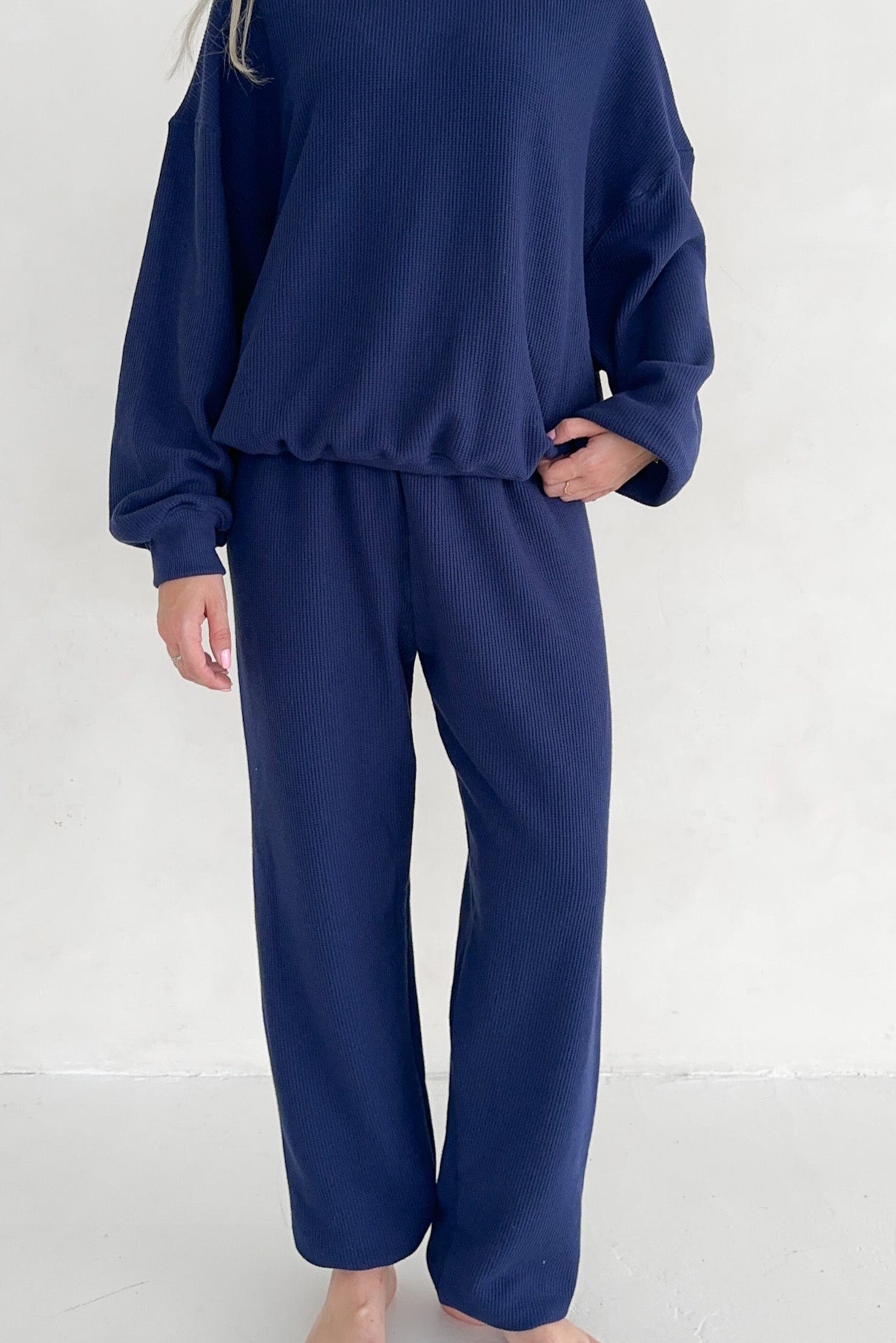 Sundays Waffle Knit Pants in Blueberry Latte - Neutral Ground