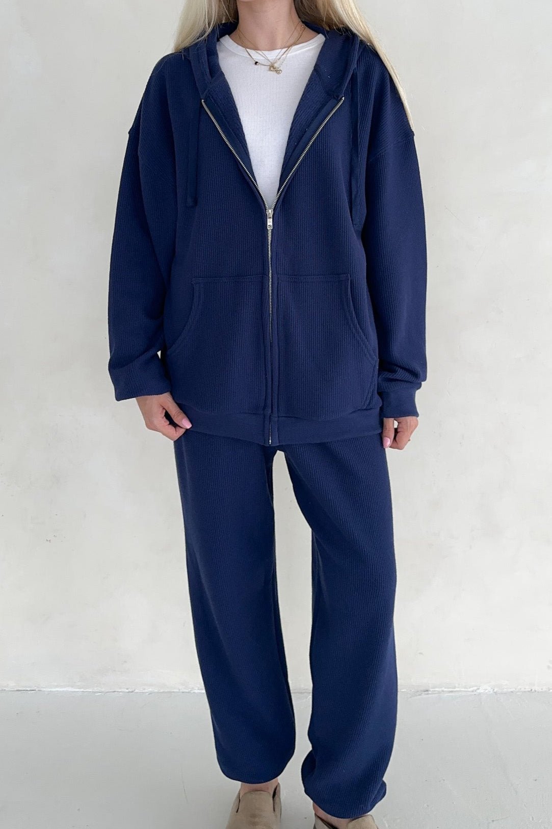 Sundays Waffle Knit Pants in Blueberry Latte - Neutral Ground