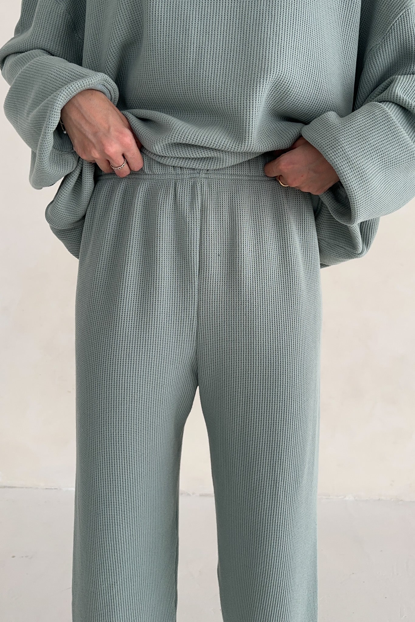 Sundays Waffle Knit Pants in Pistachio - Neutral Ground