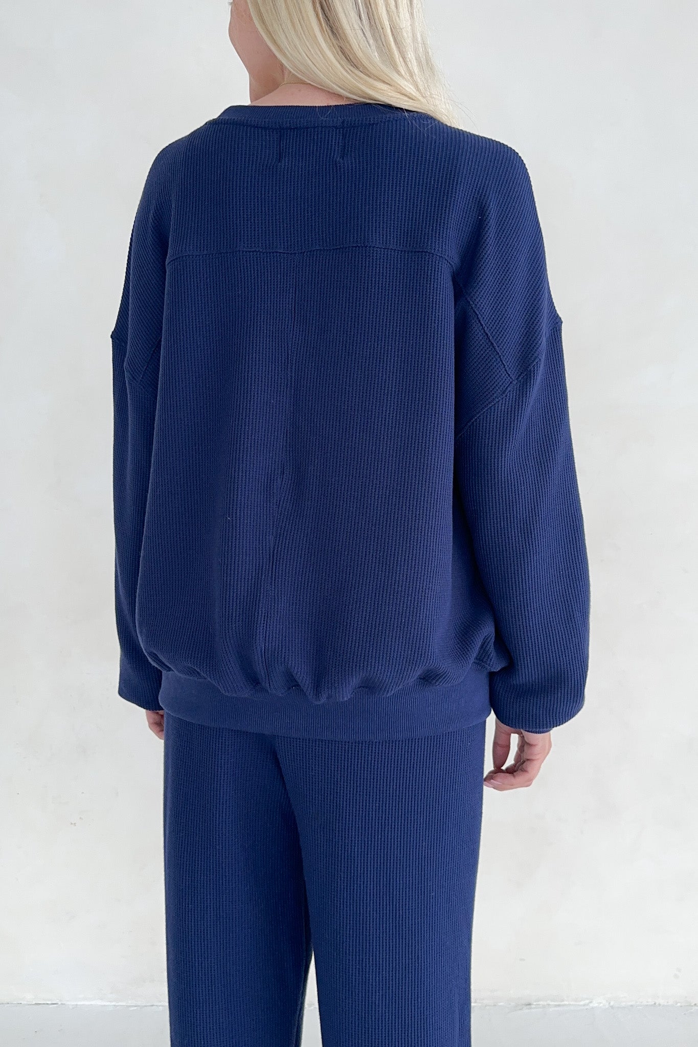 Sundays Waffle Knit Sweatshirt in Blueberry Latte - Neutral Ground