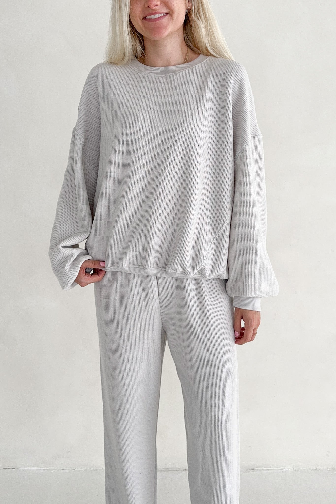 Sundays Waffle Knit Sweatshirt in Earl Grey - Neutral Ground