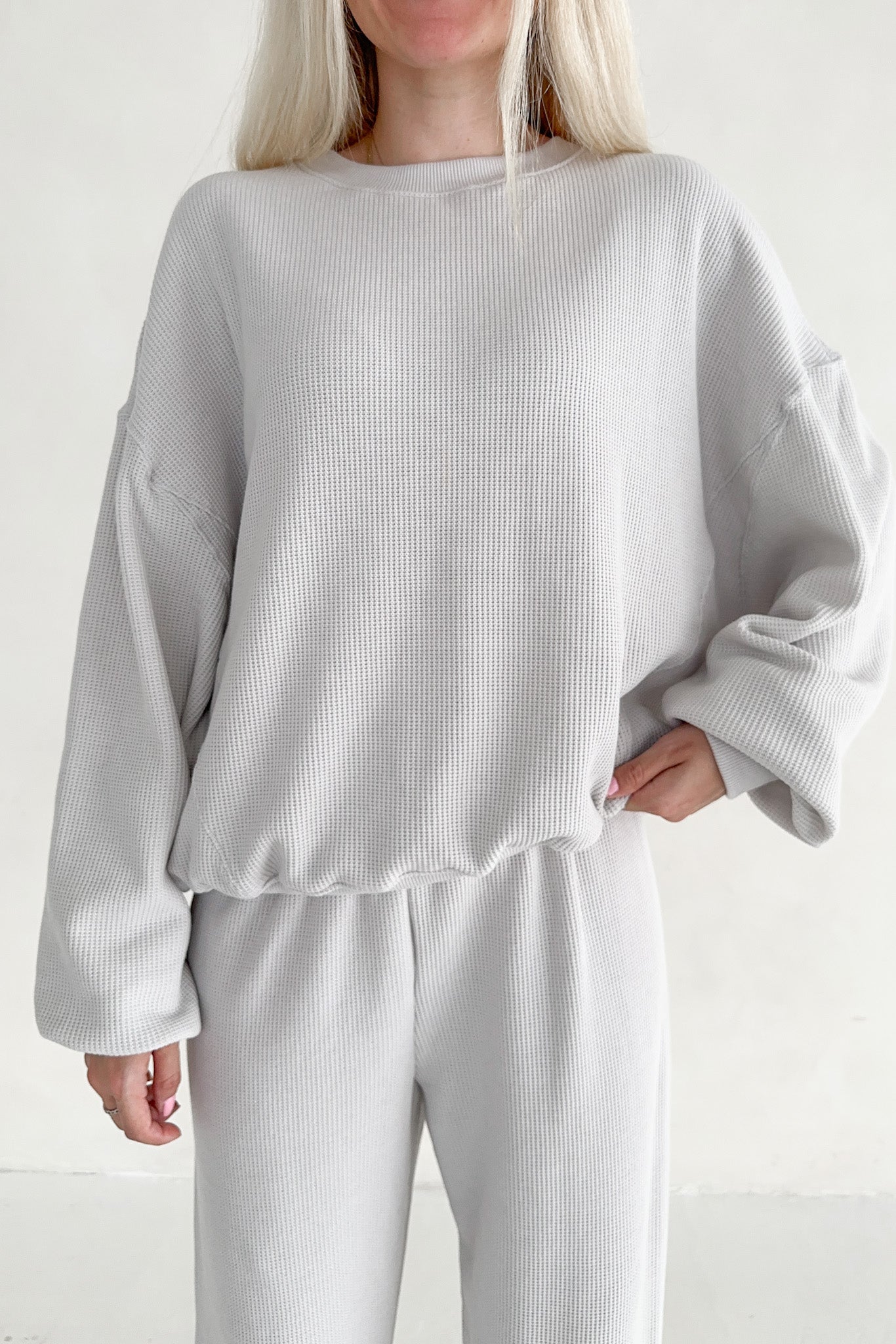 Sundays Waffle Knit Sweatshirt in Earl Grey - Neutral Ground