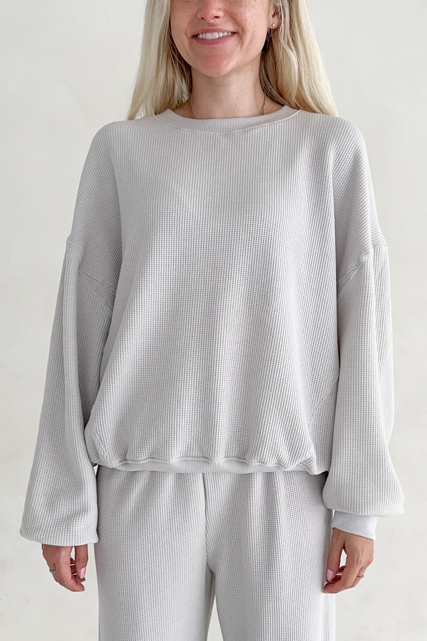 Sundays Waffle Knit Sweatshirt in Earl Grey - Neutral Ground