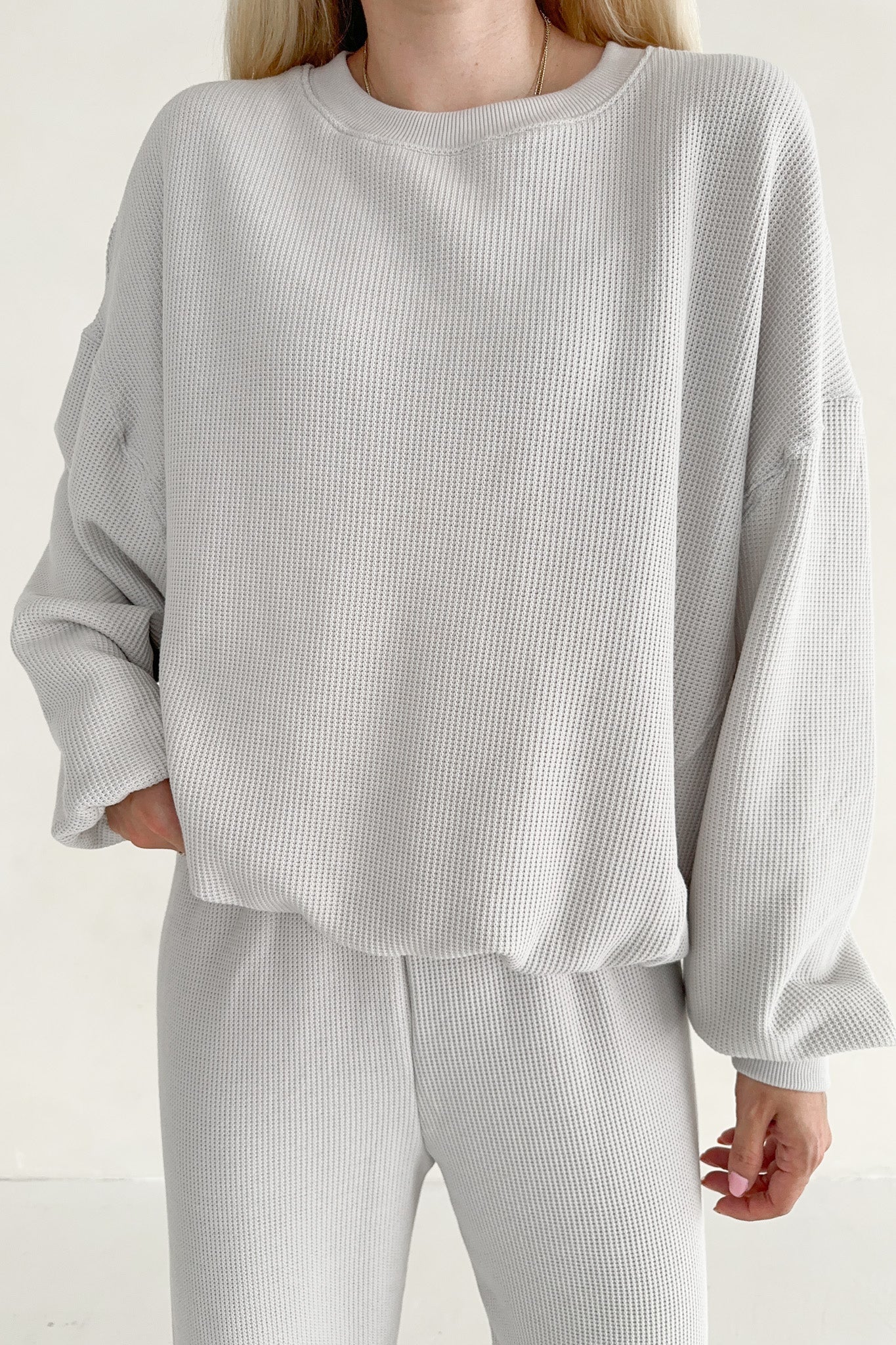 Sundays Waffle Knit Sweatshirt in Earl Grey - Neutral Ground