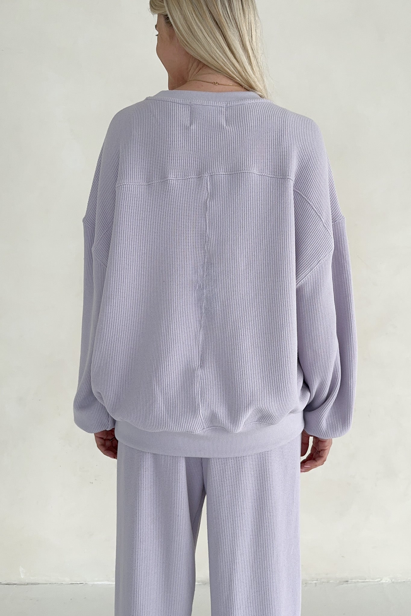 Sundays Waffle Knit Sweatshirt in Lavender Swirl - Neutral Ground