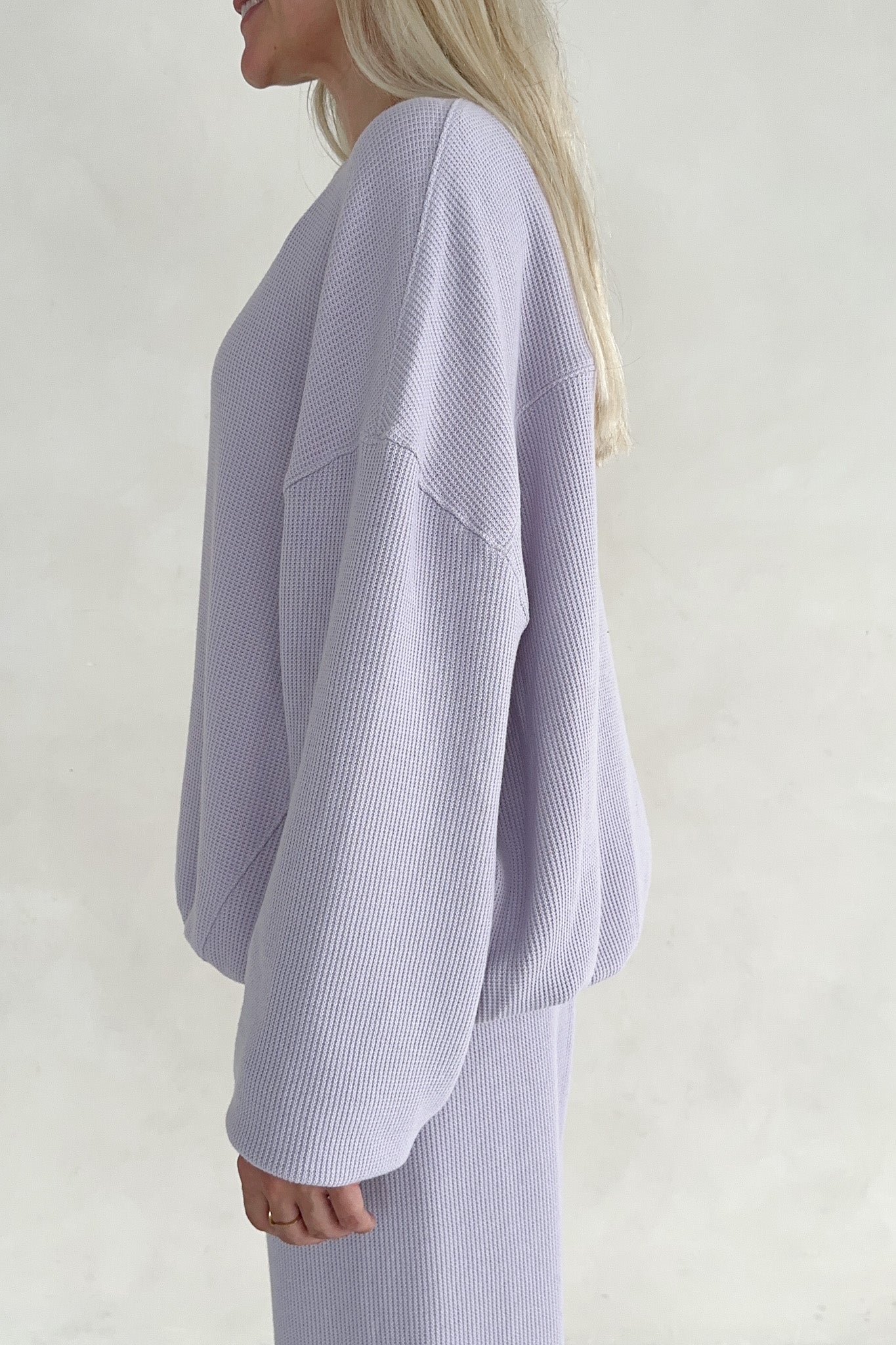 Sundays Waffle Knit Sweatshirt in Lavender Swirl - Neutral Ground