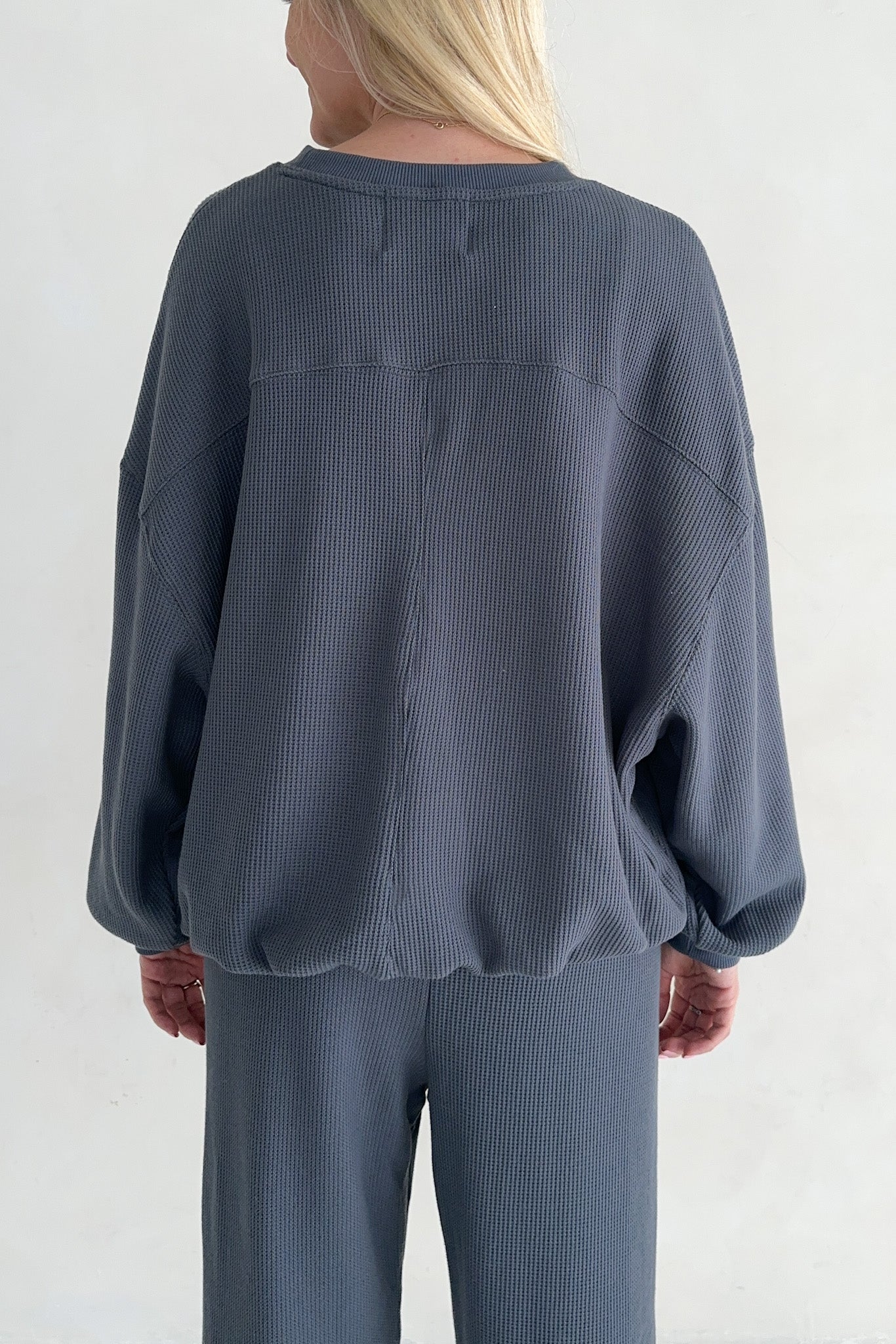 Sundays Waffle Knit Sweatshirt in London Fog - Neutral Ground