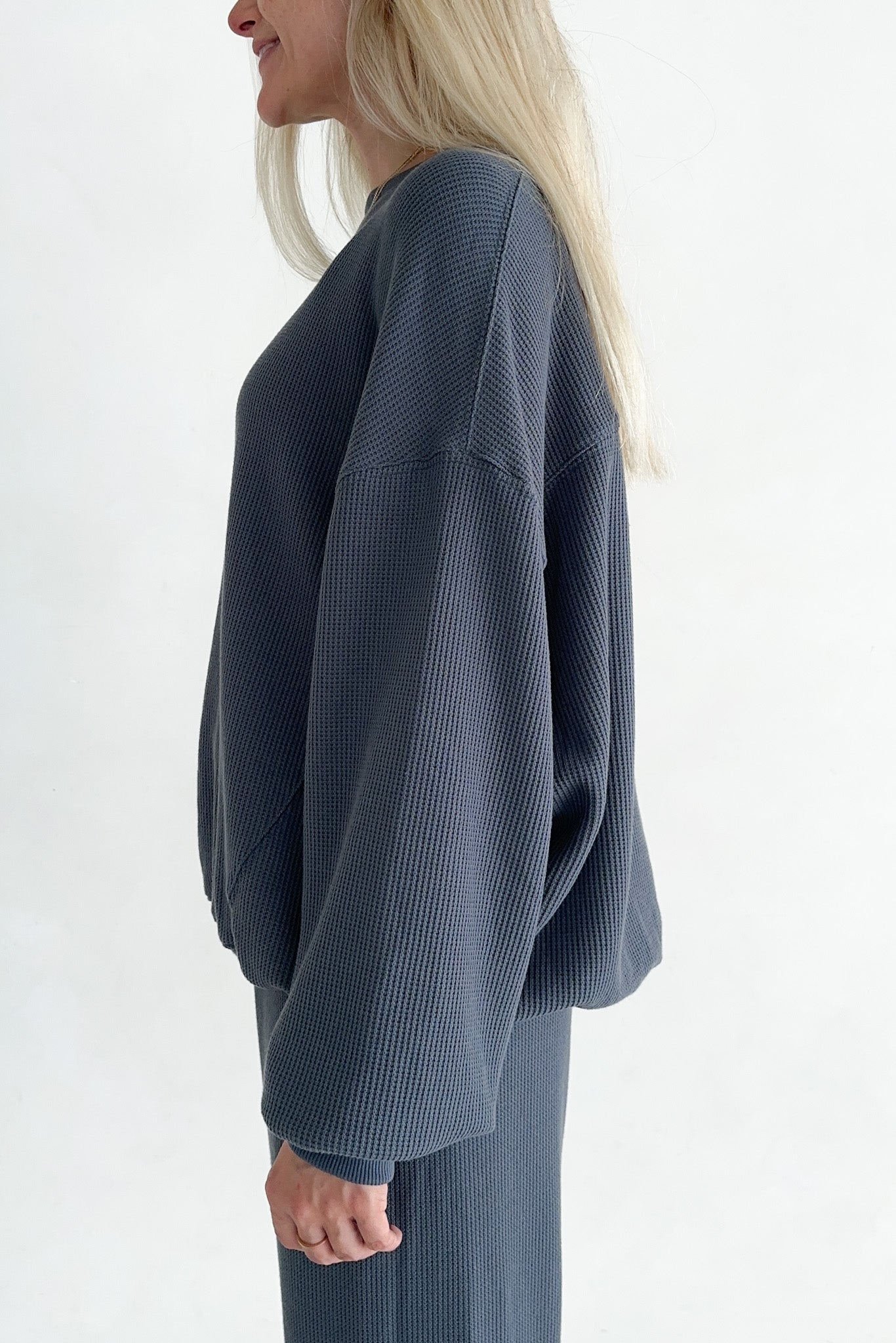 Sundays Waffle Knit Sweatshirt in London Fog - Neutral Ground