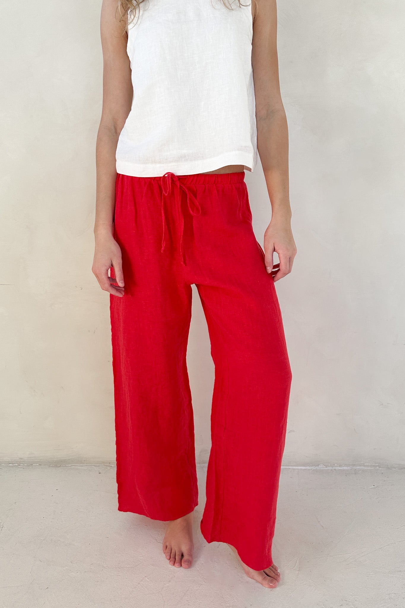 Sunkissed Linen Pants in Americana Red - Neutral Ground