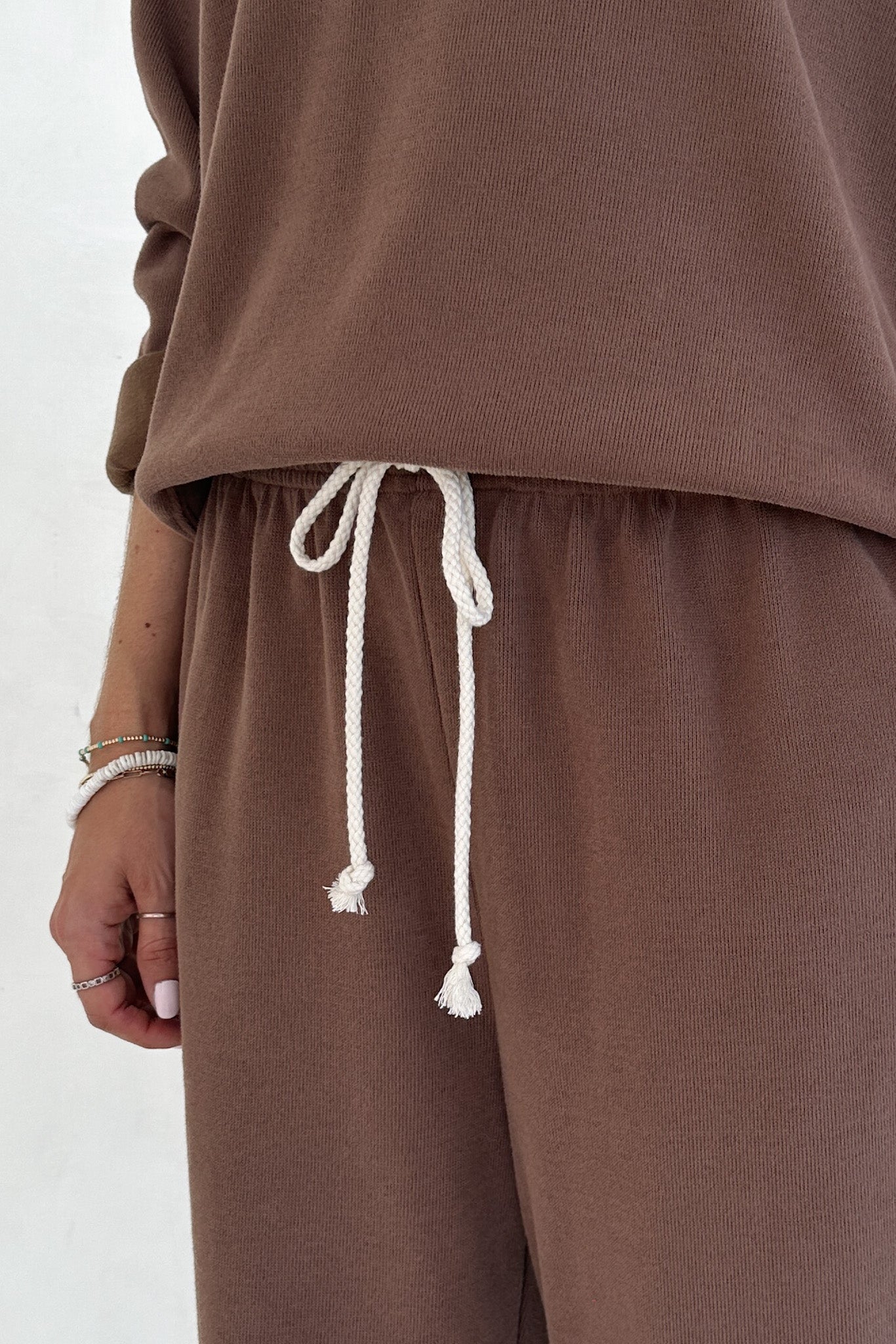 Sunkissed Rope Drawstring Pants in Cocoa - Neutral Ground
