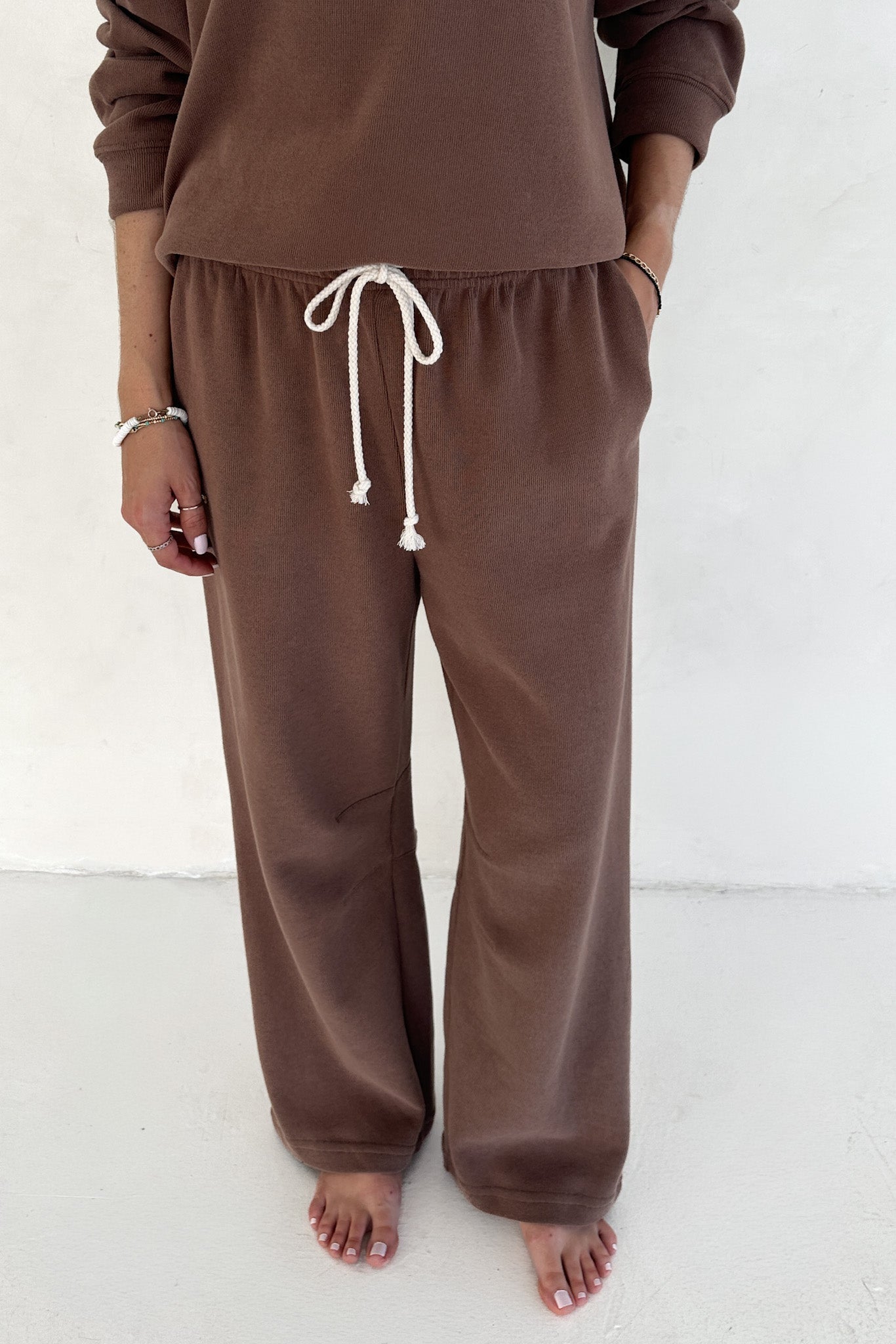 Sunkissed Rope Drawstring Pants in Cocoa - Neutral Ground