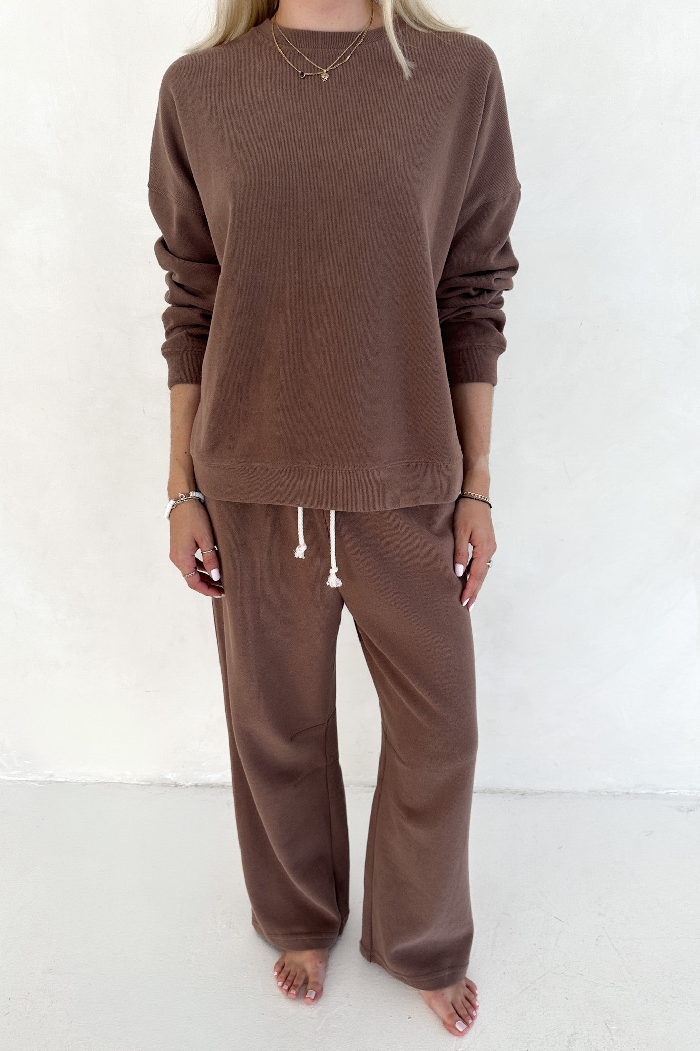 Sunkissed Rope Drawstring Pants in Cocoa - Neutral Ground