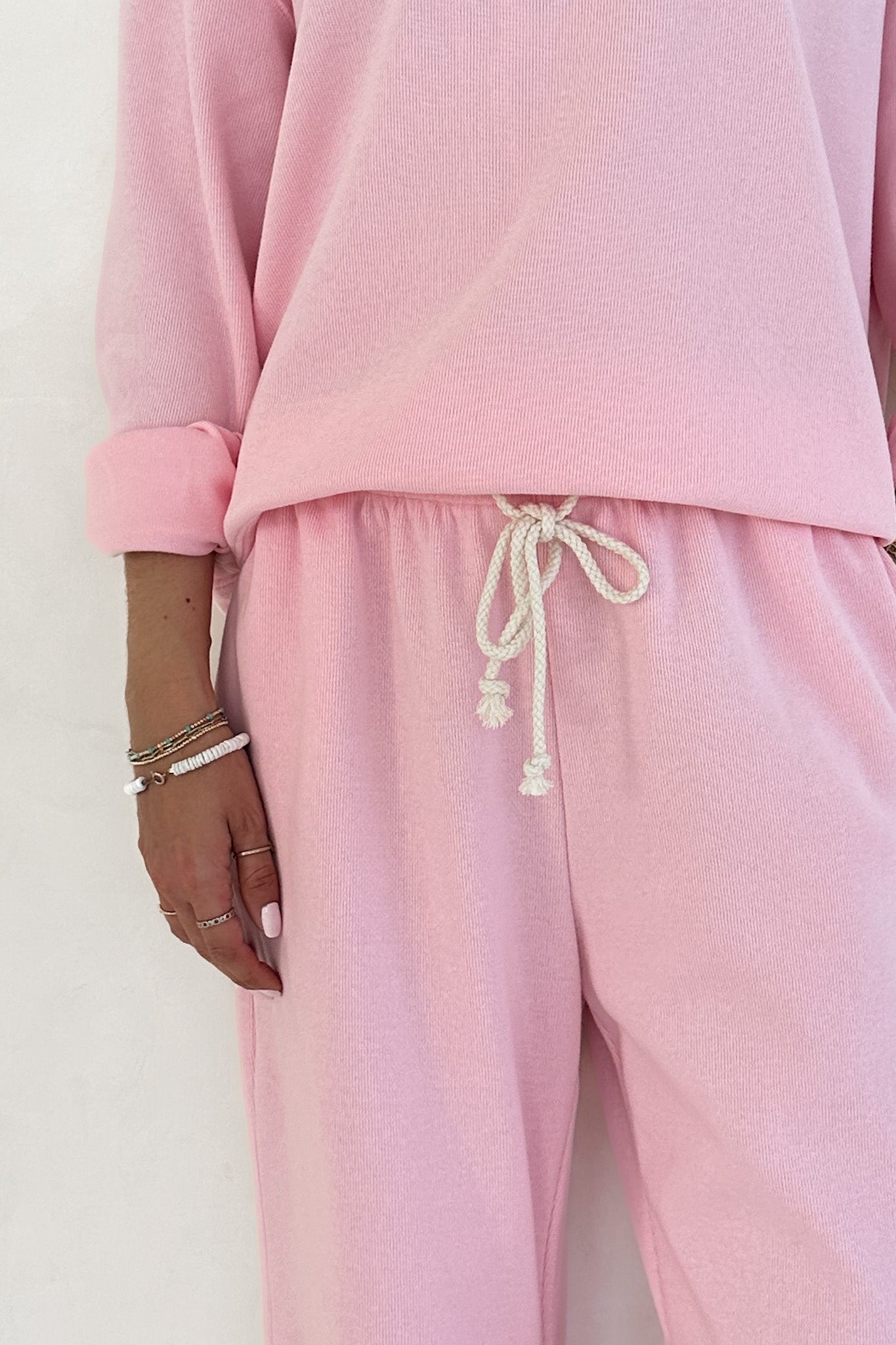 Sunkissed Rope Drawstring Pants in Hibiscus - Neutral Ground