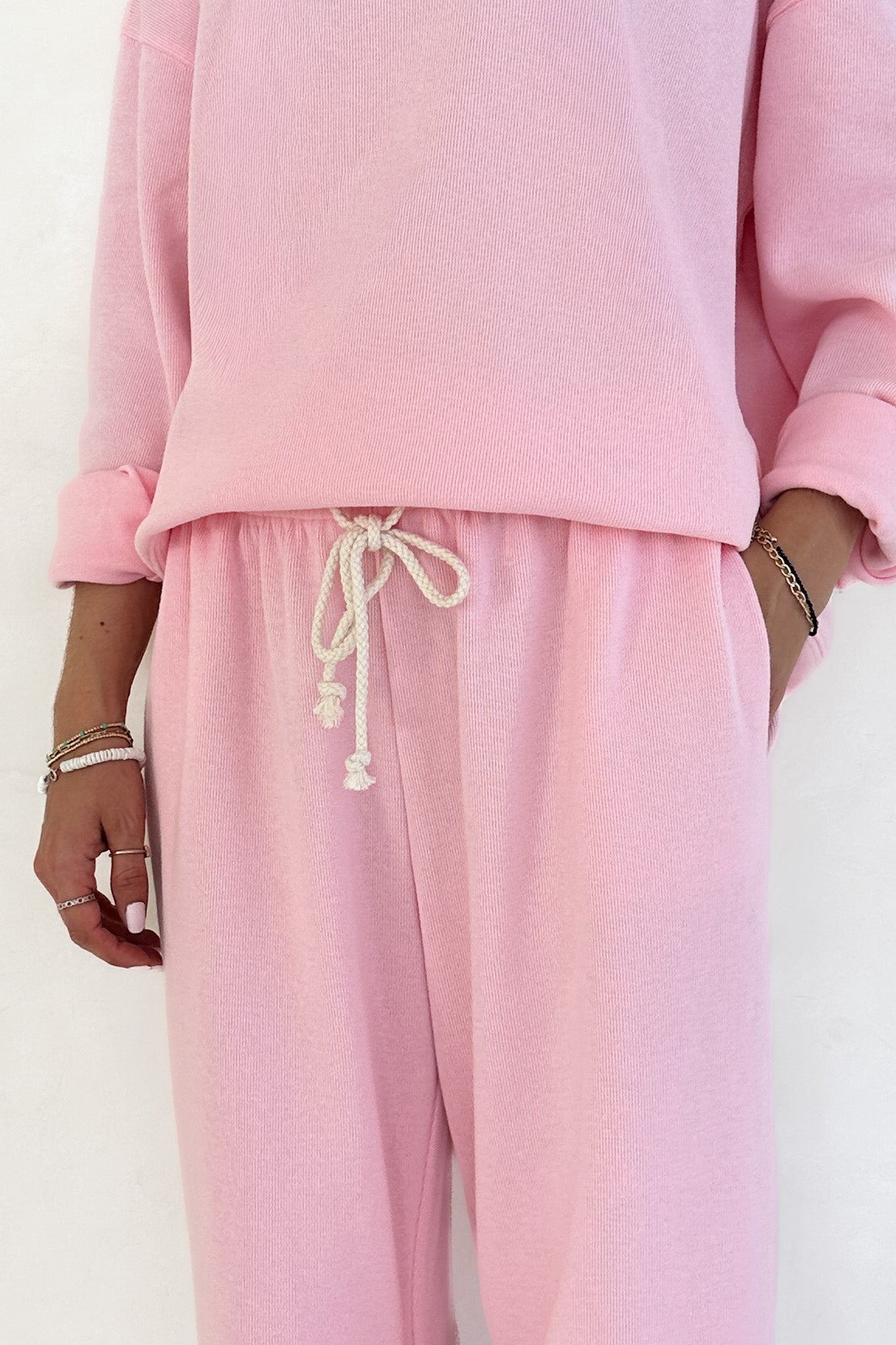 Sunkissed Rope Drawstring Pants in Hibiscus - Neutral Ground