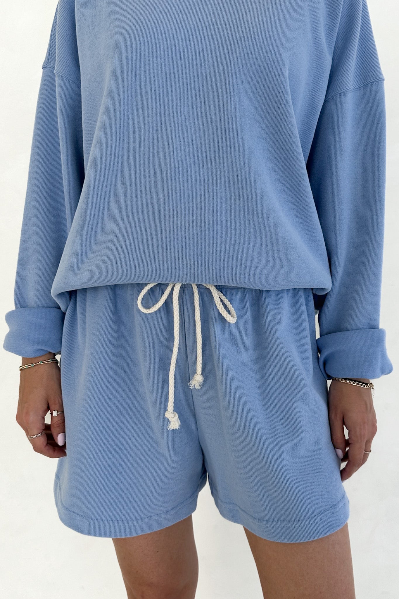 Sunkissed Rope Drawstring Shorts in Bahama Blue - Neutral Ground