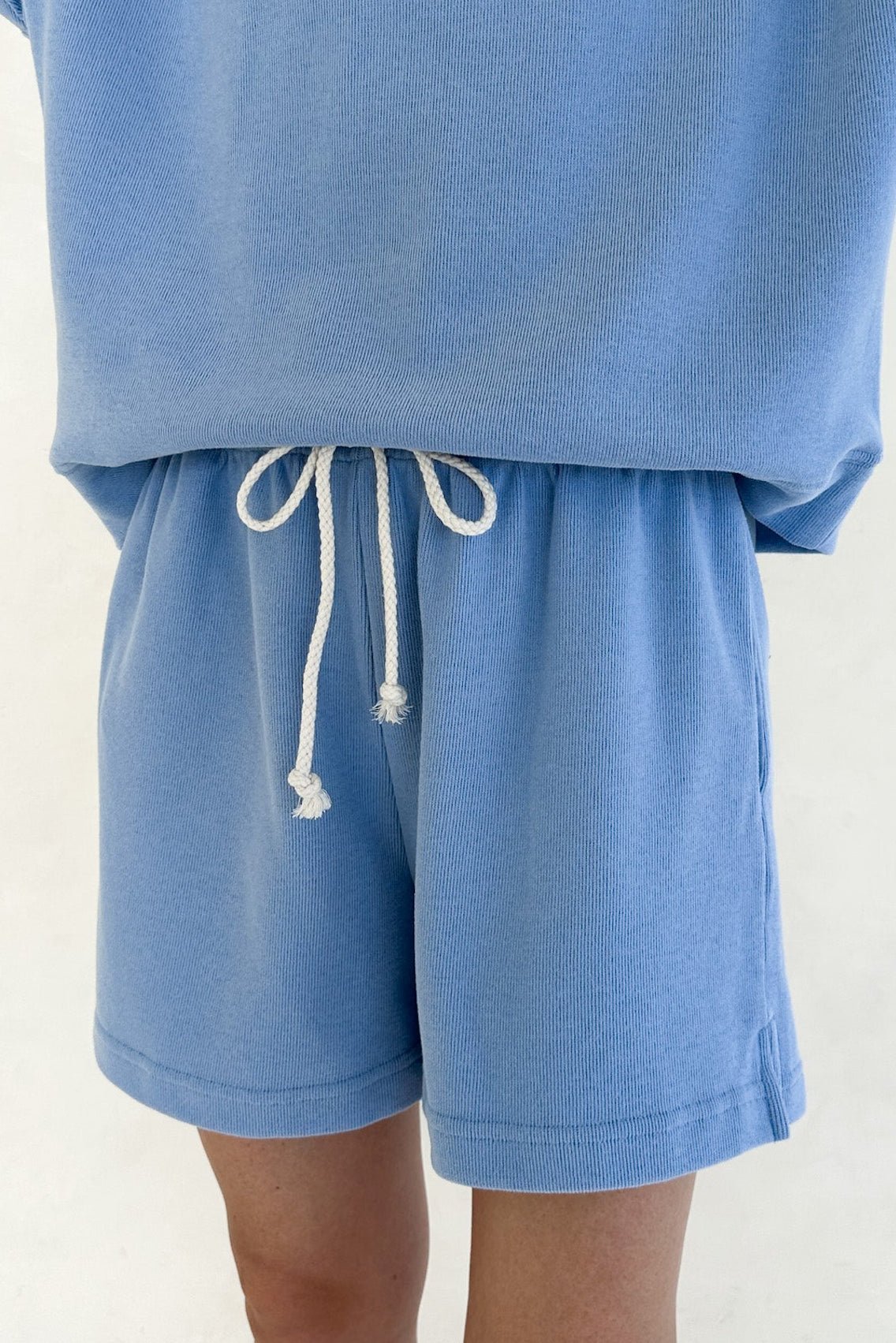 Sunkissed Rope Drawstring Shorts in Bahama Blue - Neutral Ground