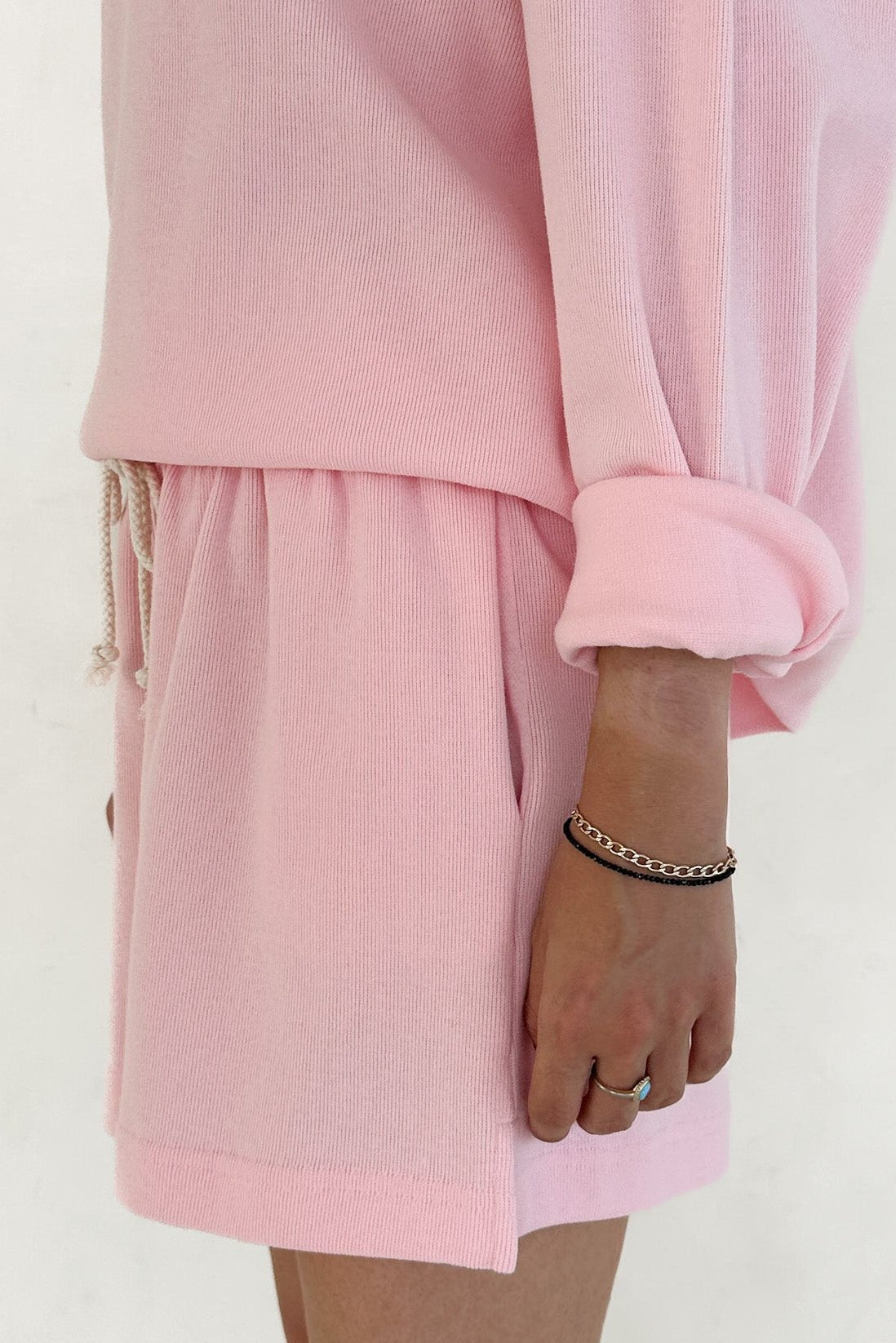 Sunkissed Rope Drawstring Shorts in Hibiscus - Neutral Ground