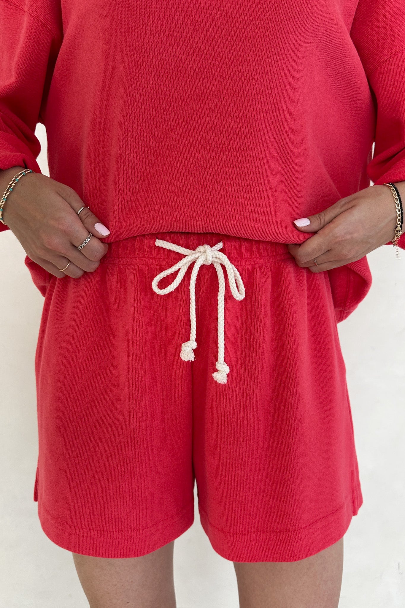 Sunkissed Rope Drawstring Shorts in Papaya - Neutral Ground