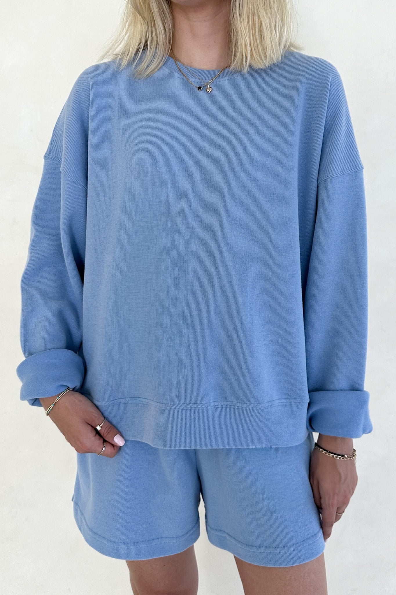 Sunkissed Slouchy Pullover Top in Bahama Blue - Neutral Ground