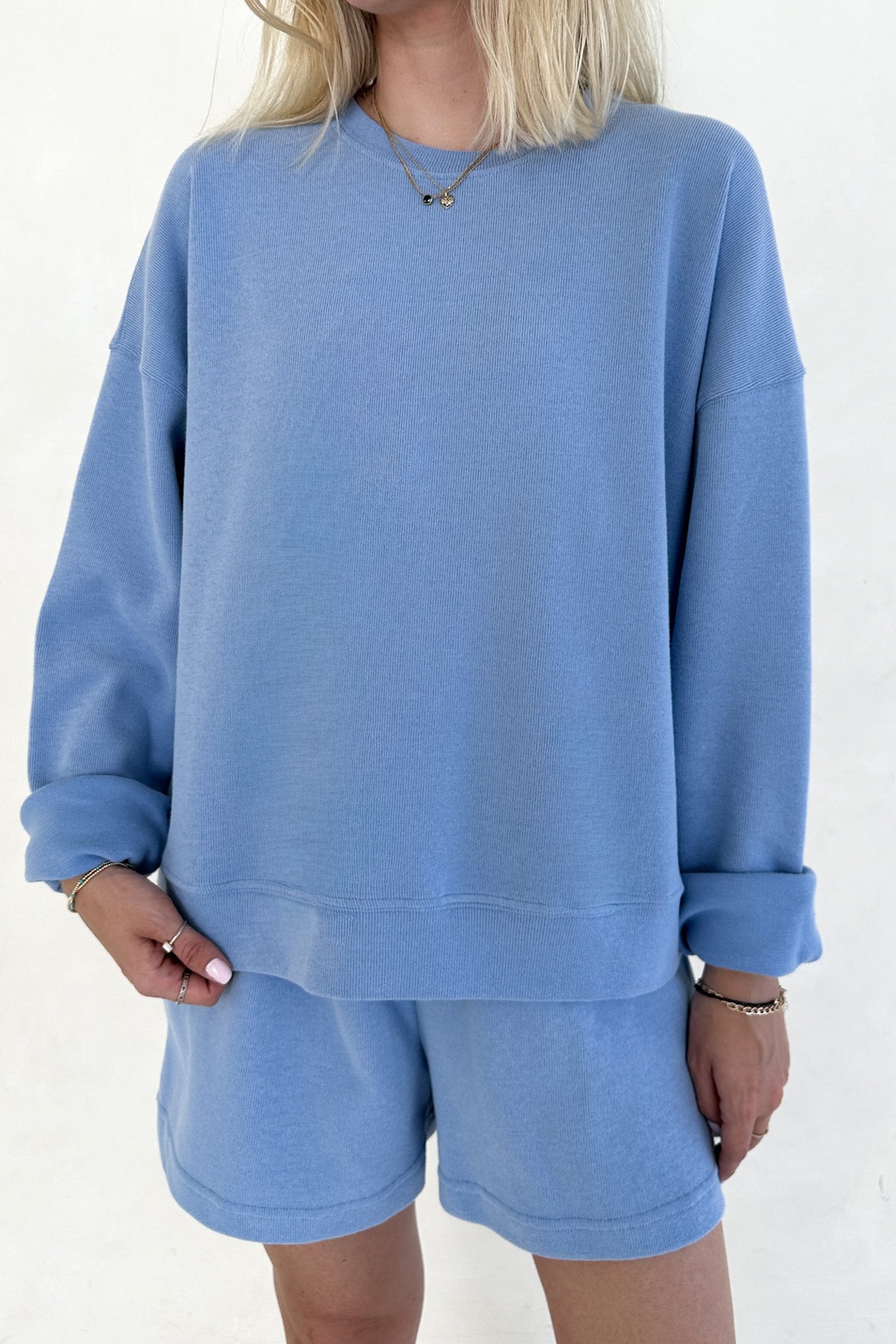 Sunkissed Slouchy Pullover Top in Bahama Blue - Neutral Ground