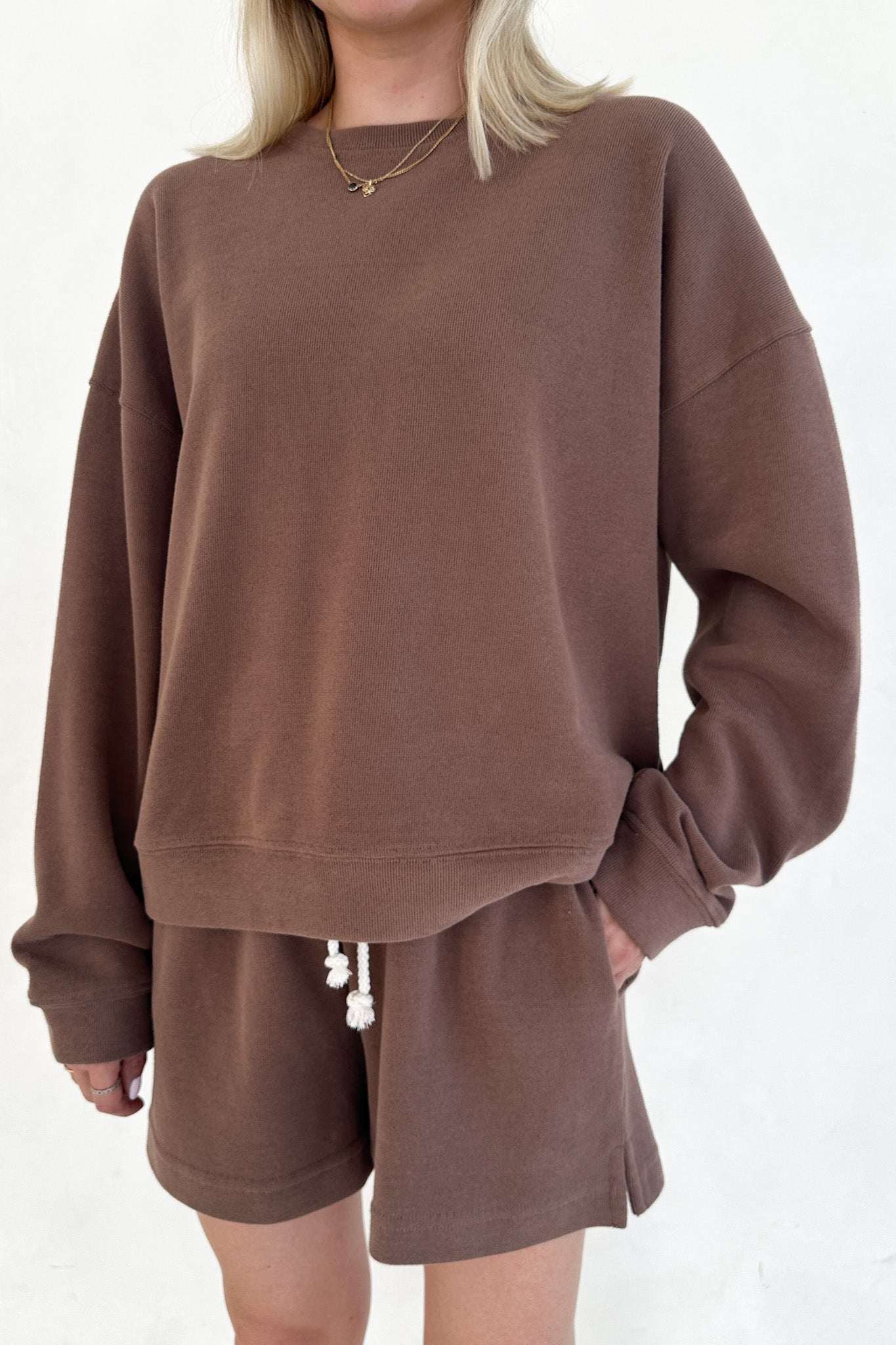 Sunkissed Slouchy Pullover Top in Cocoa - Neutral Ground